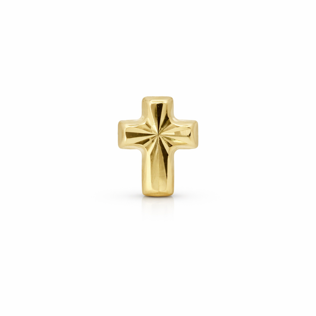14KY TEXTURE BASIC CROSS PIERCING