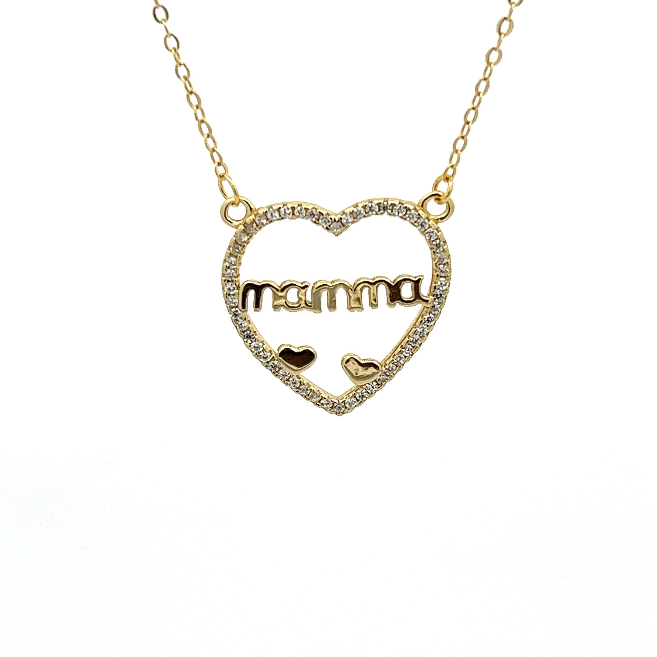 Collar Corazón con Cristales en Plata 925 y Oro
