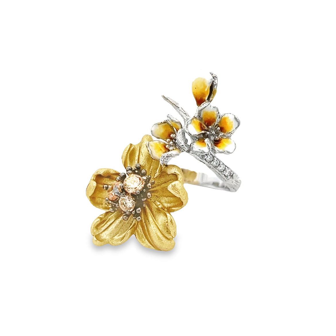 Anillo Floral en Plata 925 con Circonias