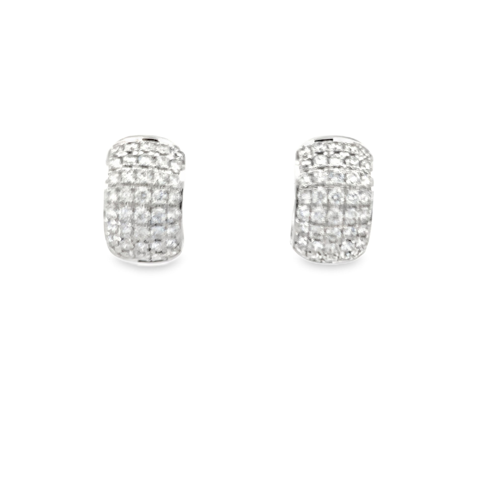 Aretes Huggies en Oro Blanco 14K con Diamantes