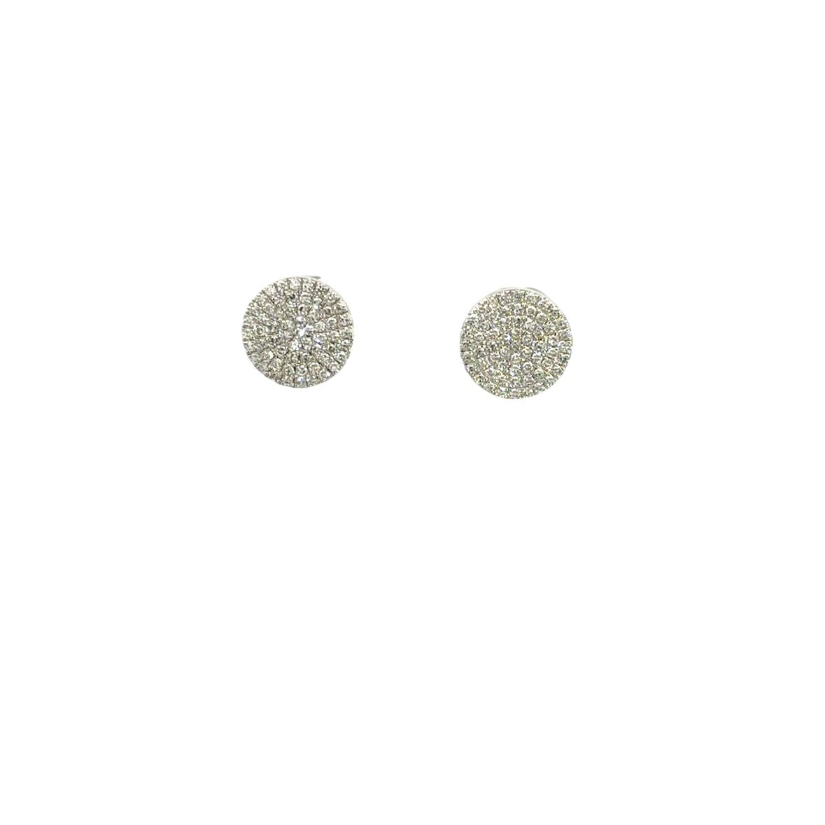 Aretes Círculo Pavé en Oro Blanco 14K