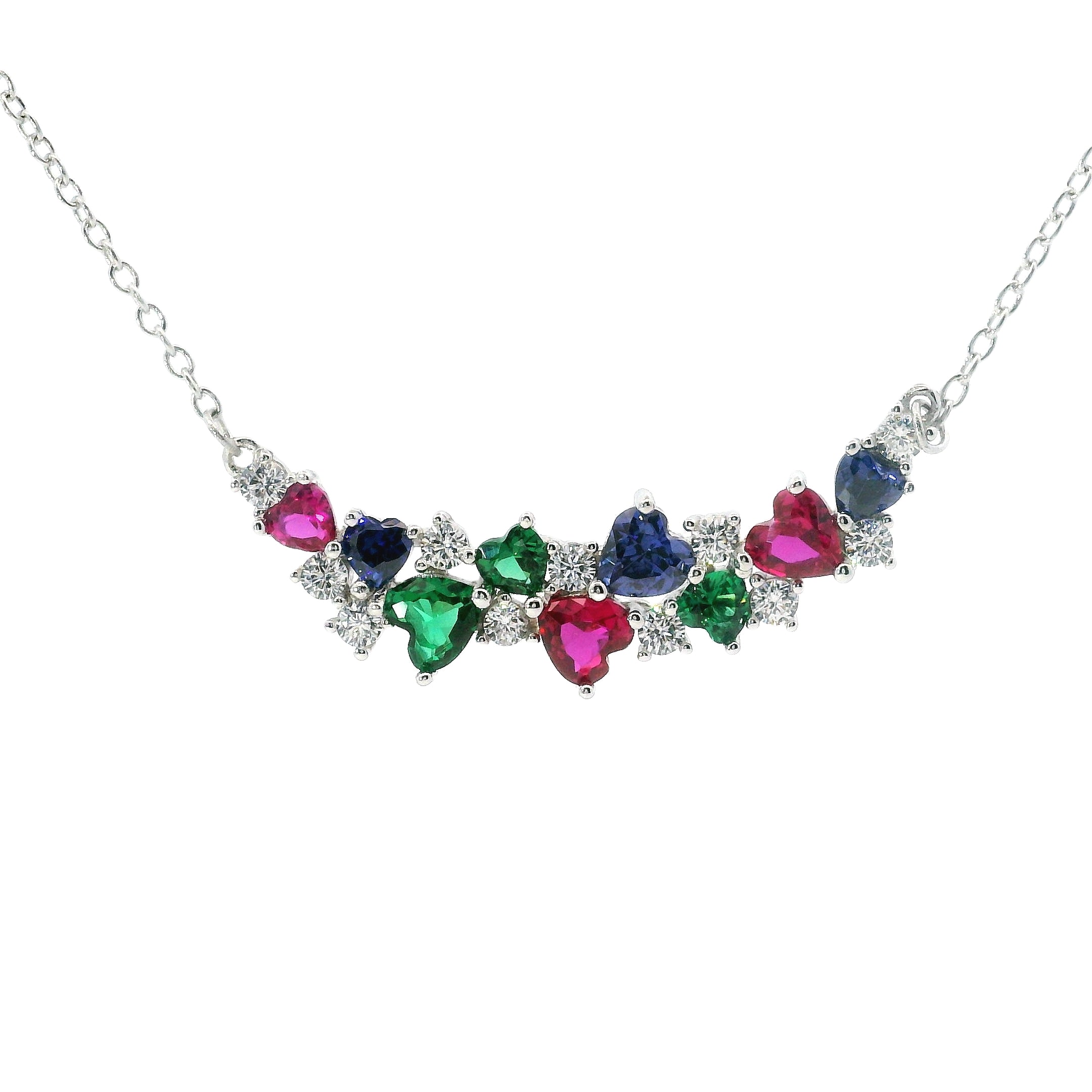 Collar Corazón Multicolor en Plata 925