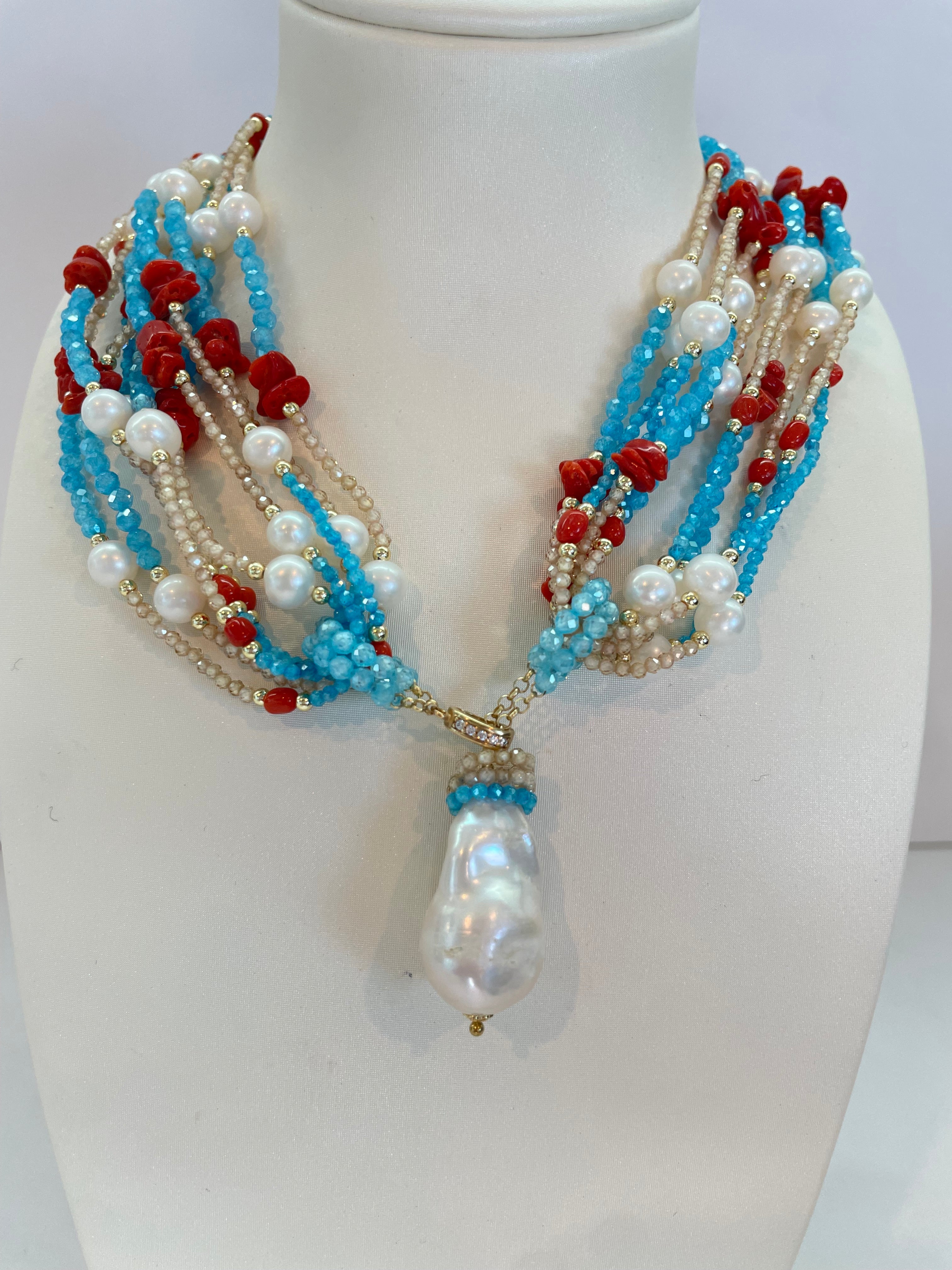 Collar Multicapa en Plata 925 Bañada en Oro con Perla