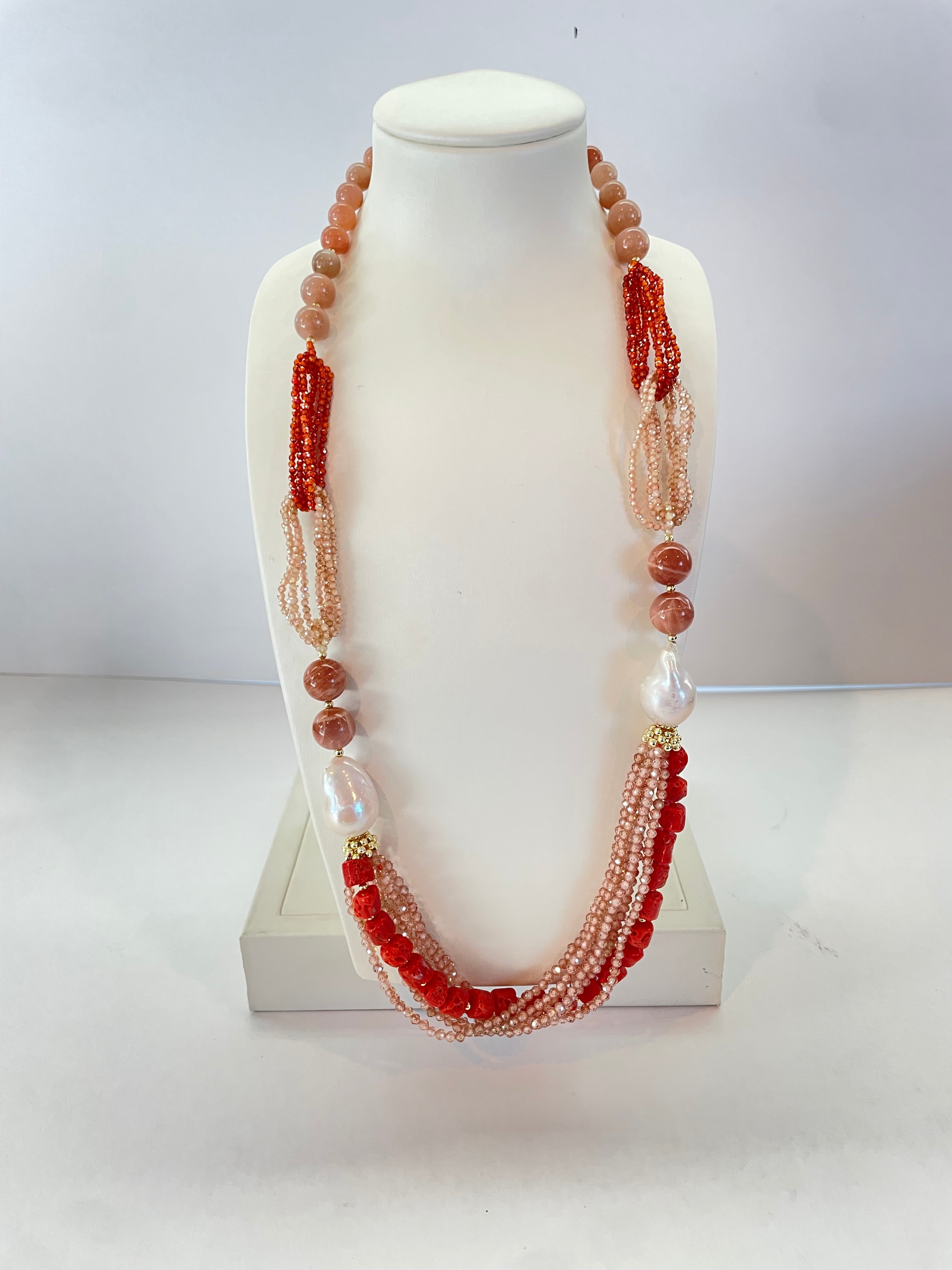 Collar de Plata 925 Bañada en Oro con Circonia Beige