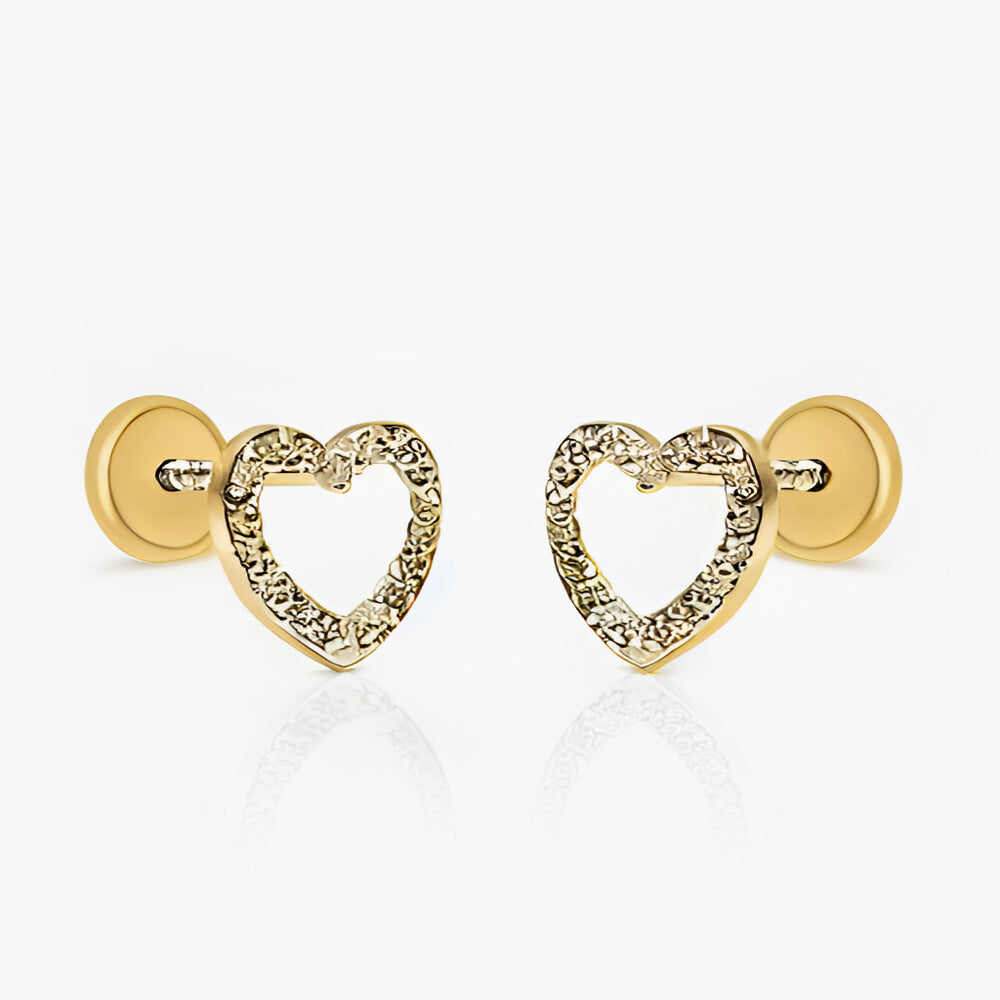 Aretes de Corazón en Oro Amarillo 14K