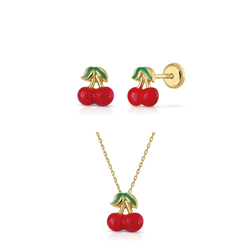 Juego de Cerezas en Oro Amarillo 14K