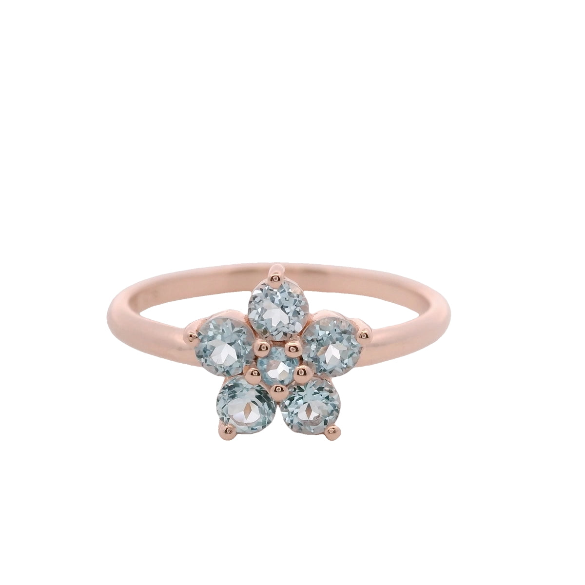 Anillo Floral en Plata 925 con Topacio Azul