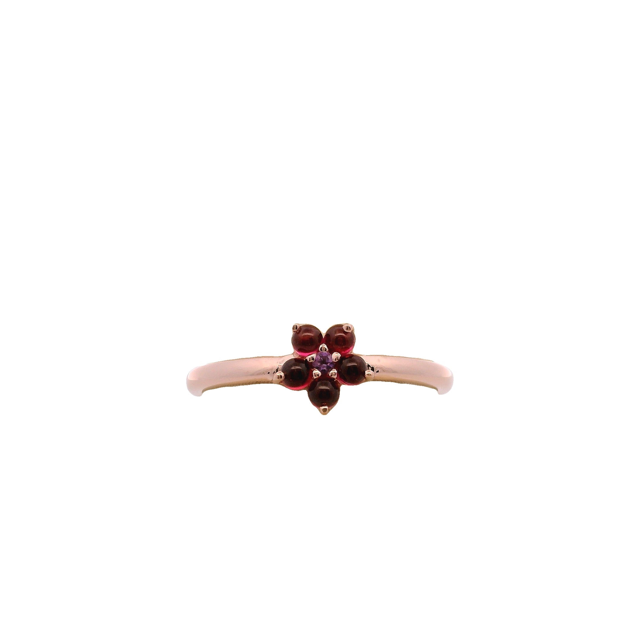 Anillo Floral en Plata 925 con Amatista Natural