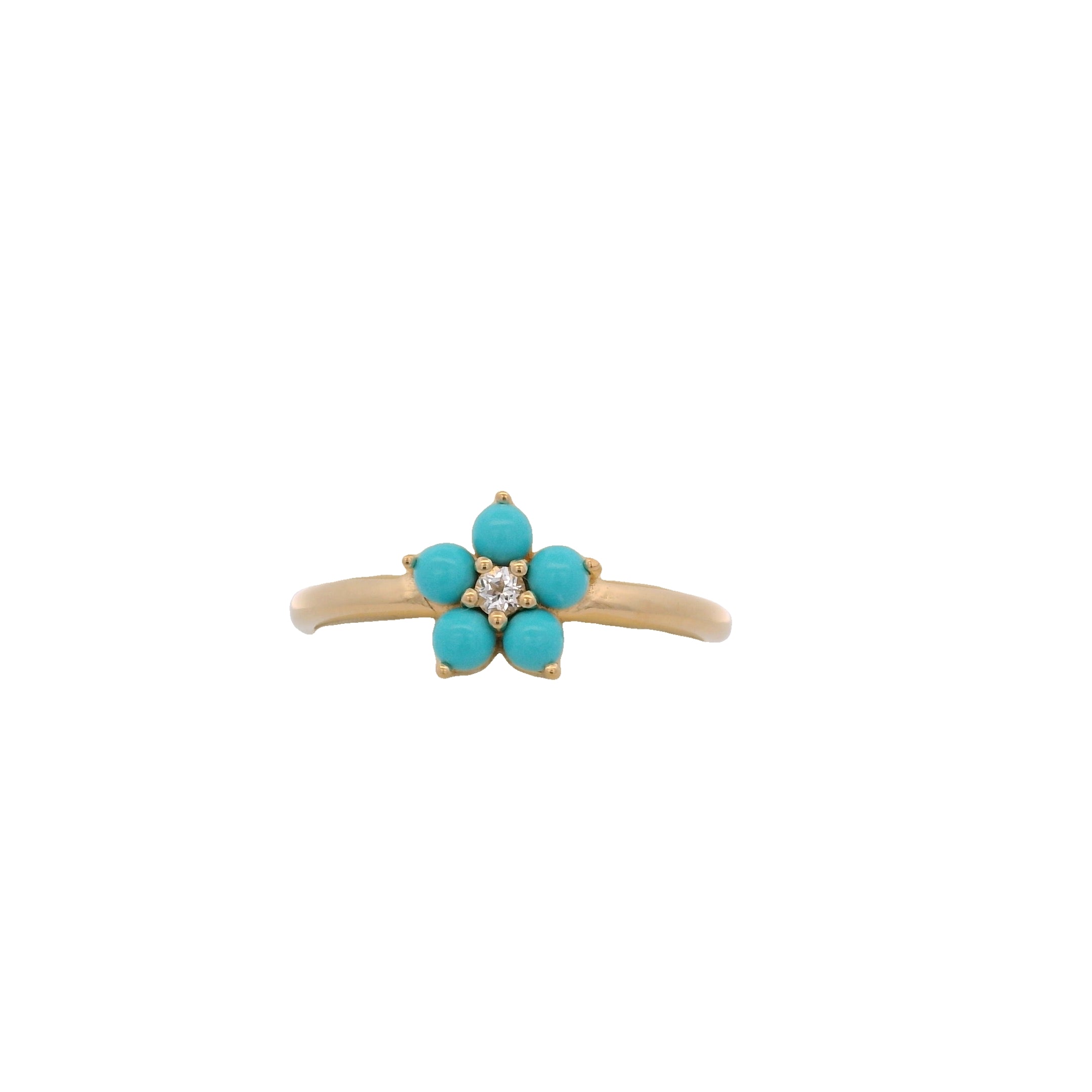 Anillo Floral en Plata 925 con Turquesa Natural