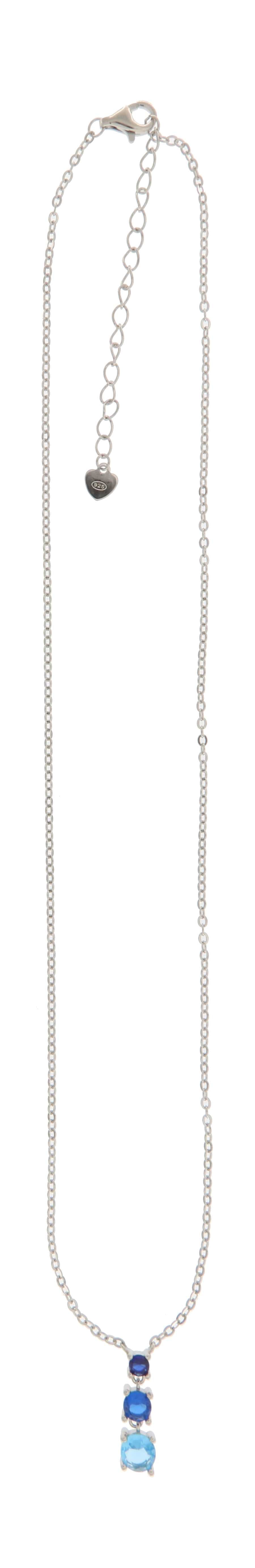 925SL TRIPLE STONE BLUE NECKLACE