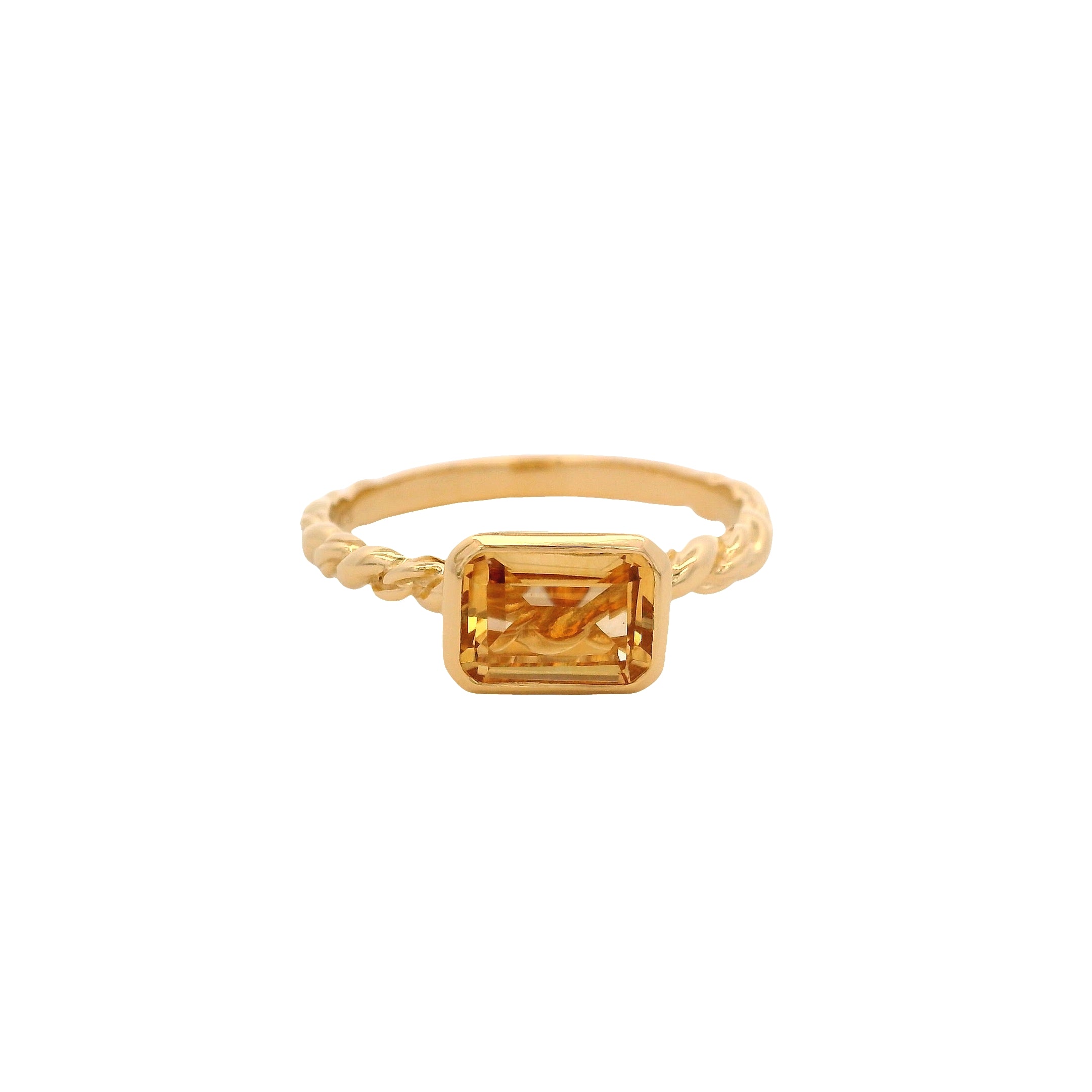 925YG BAGUETTE CITRINE GILT RING T6.5