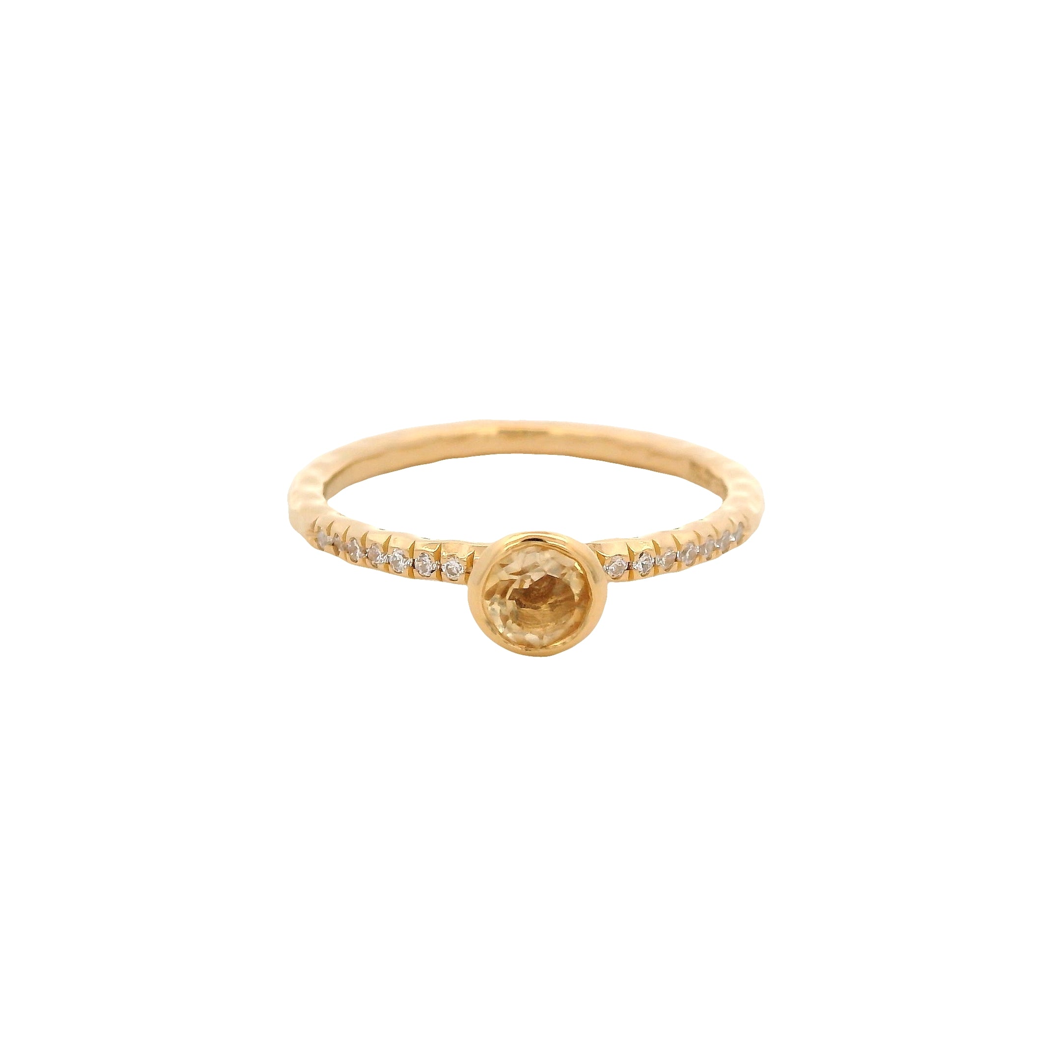 Anillo Solitario de Citrina en Plata 925 Bañada