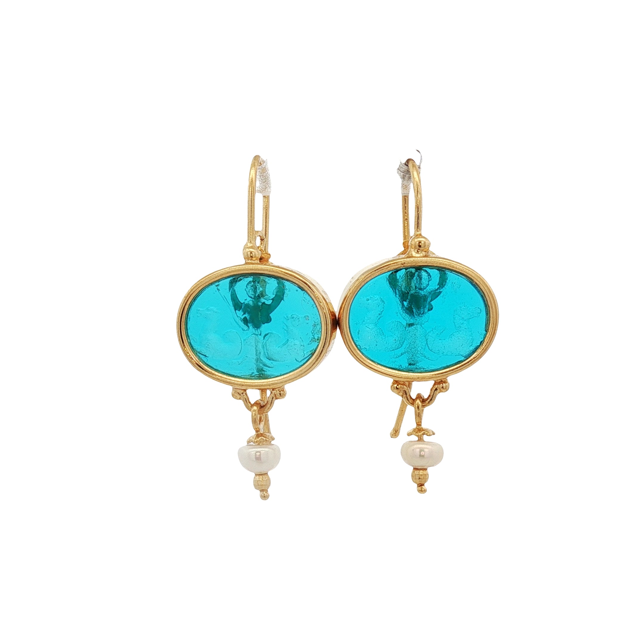 925YG NEPTUNESKY BLUE WITH PEARL EARRINGS