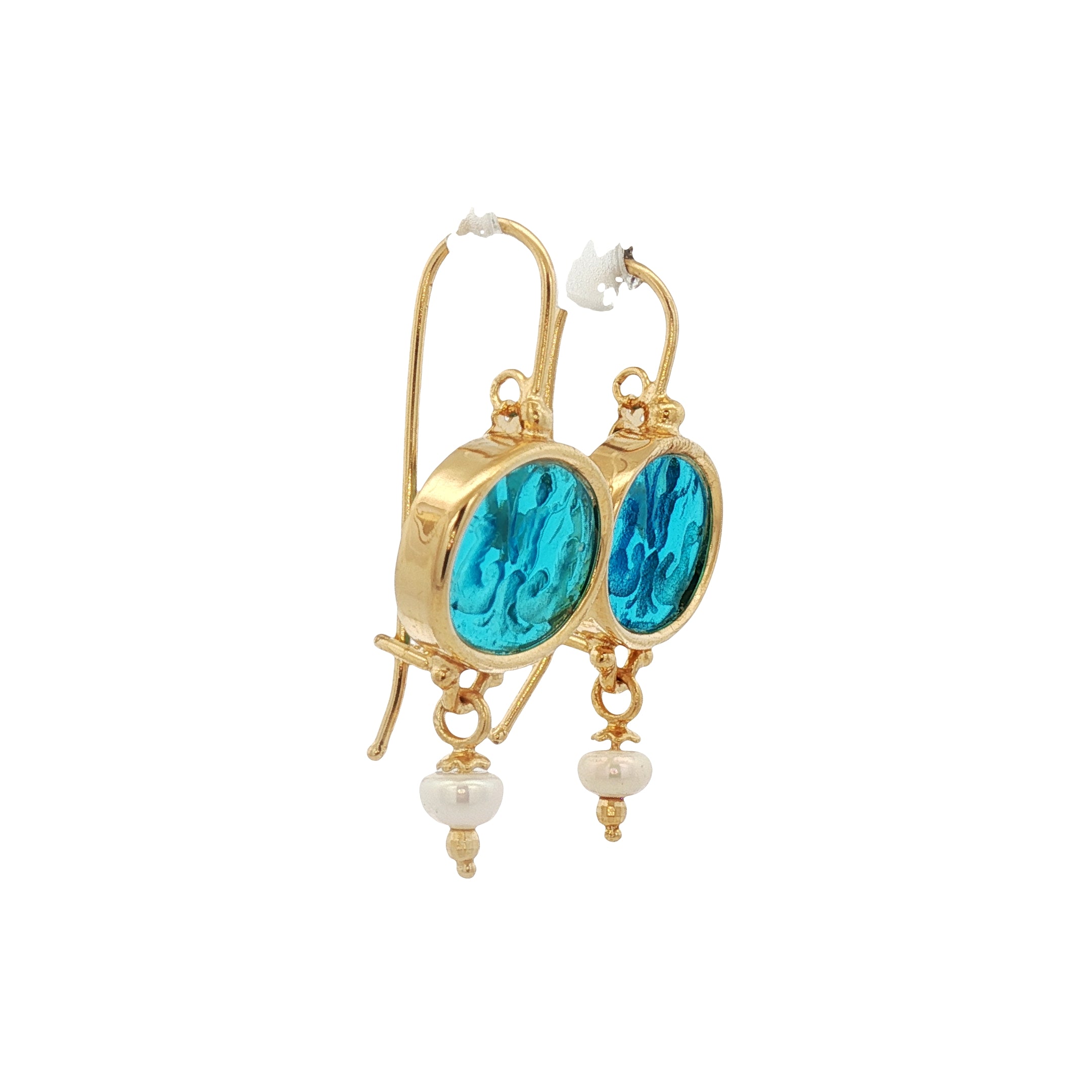 925YG NEPTUNESKY BLUE WITH PEARL EARRINGS