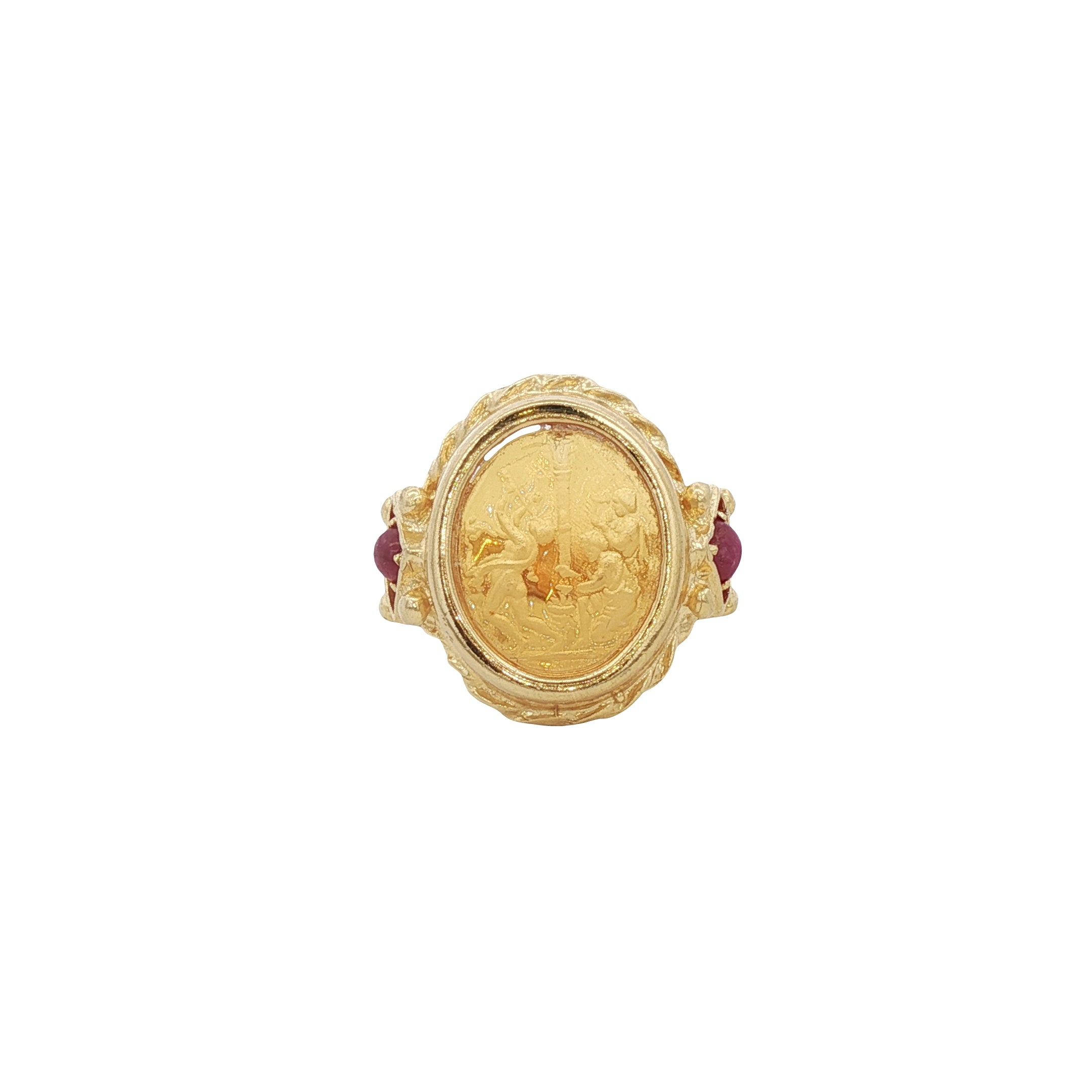 925YG MAYPOLE AMBER WITH RUBY RING T6
