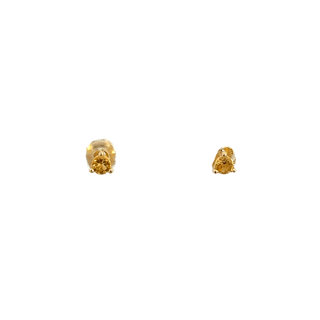 14K GOLD EARRINGS CITRINE 2.5MM - C'SANTOS