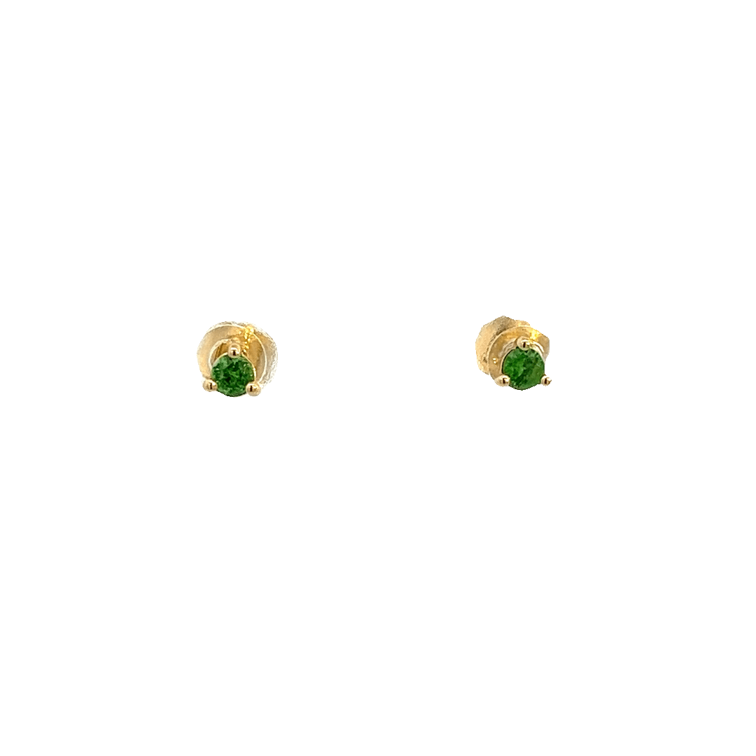 14K GOLD EARRINGS TSAVORITE 2.5MM - C'SANTOS