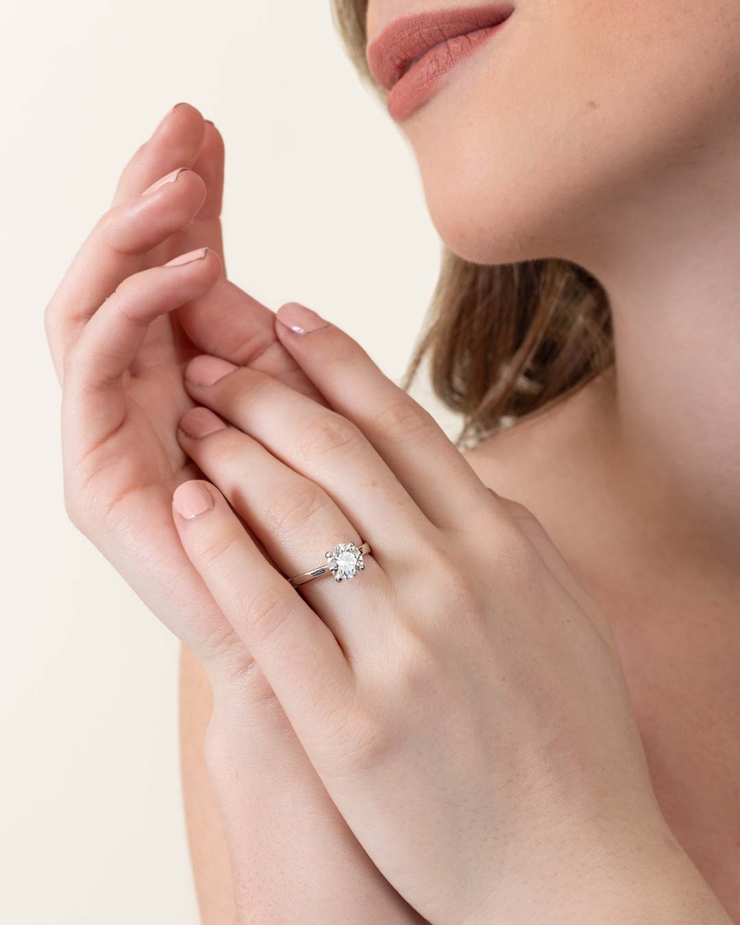 14KW MONTURA ANILLO COMPROMISO SOLITARIO DE ORO BLANCO - C'SANTOS