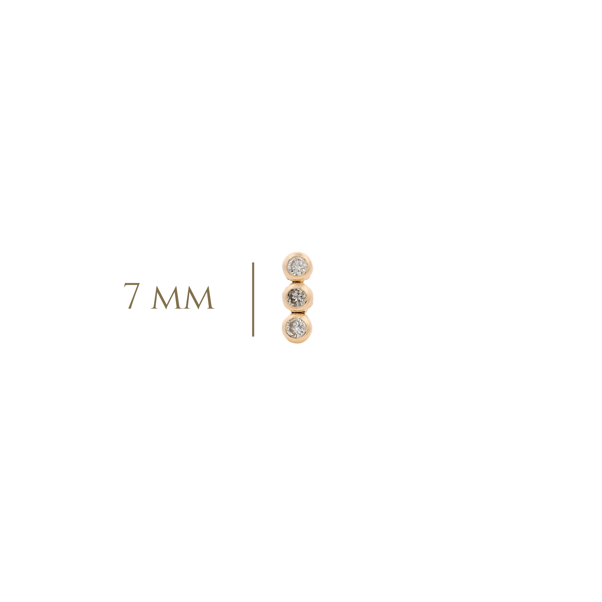14KY BAR TRIPLE BEZEL PIERCING - C'SANTOS