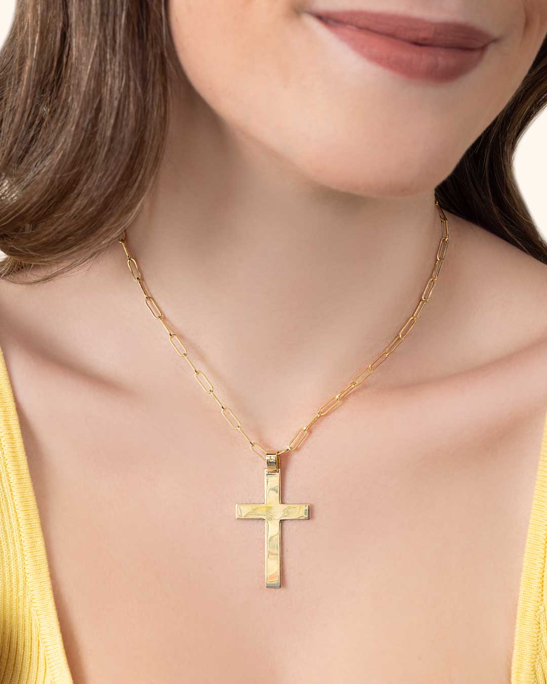 14KY CRUCIFIJO LISO GRANDE - C'SANTOS