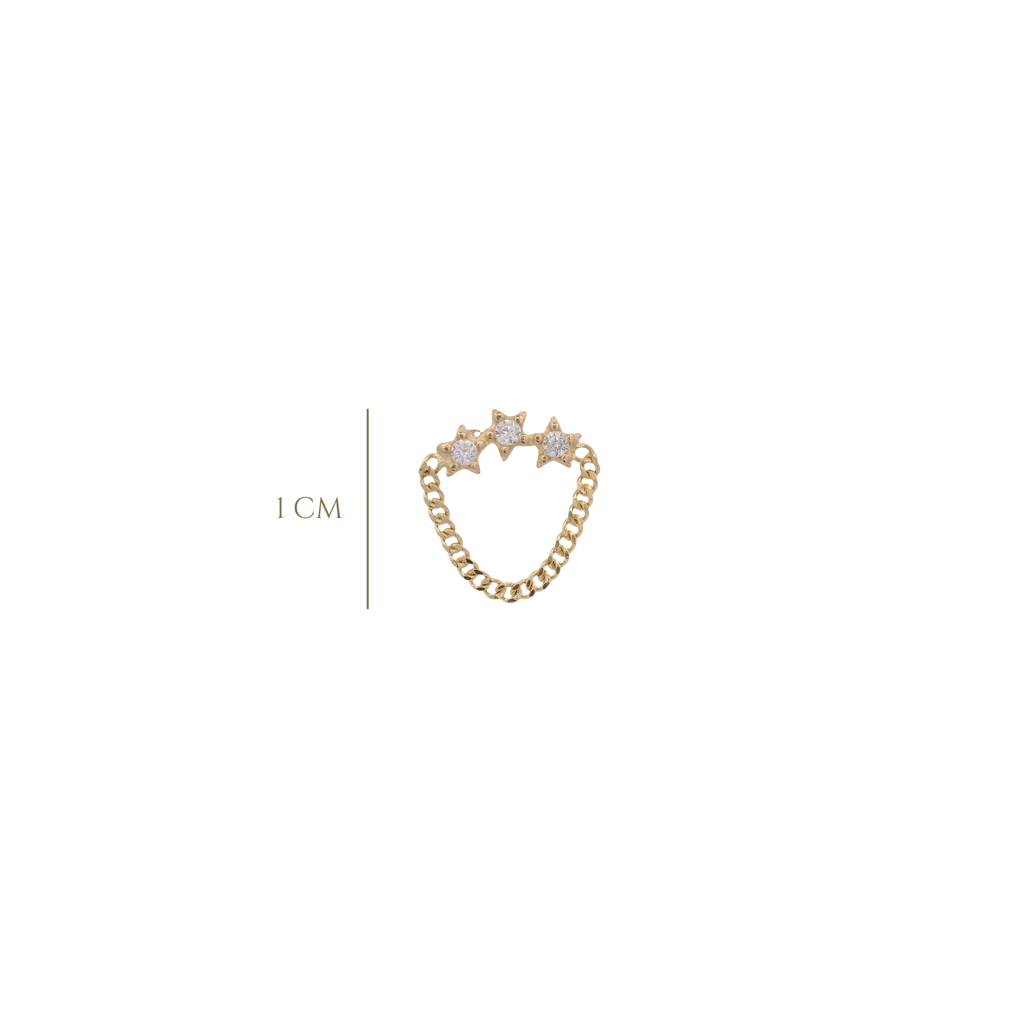 14KY CURV THREE STAR AND CHAIN PIERCING - C'SANTOS