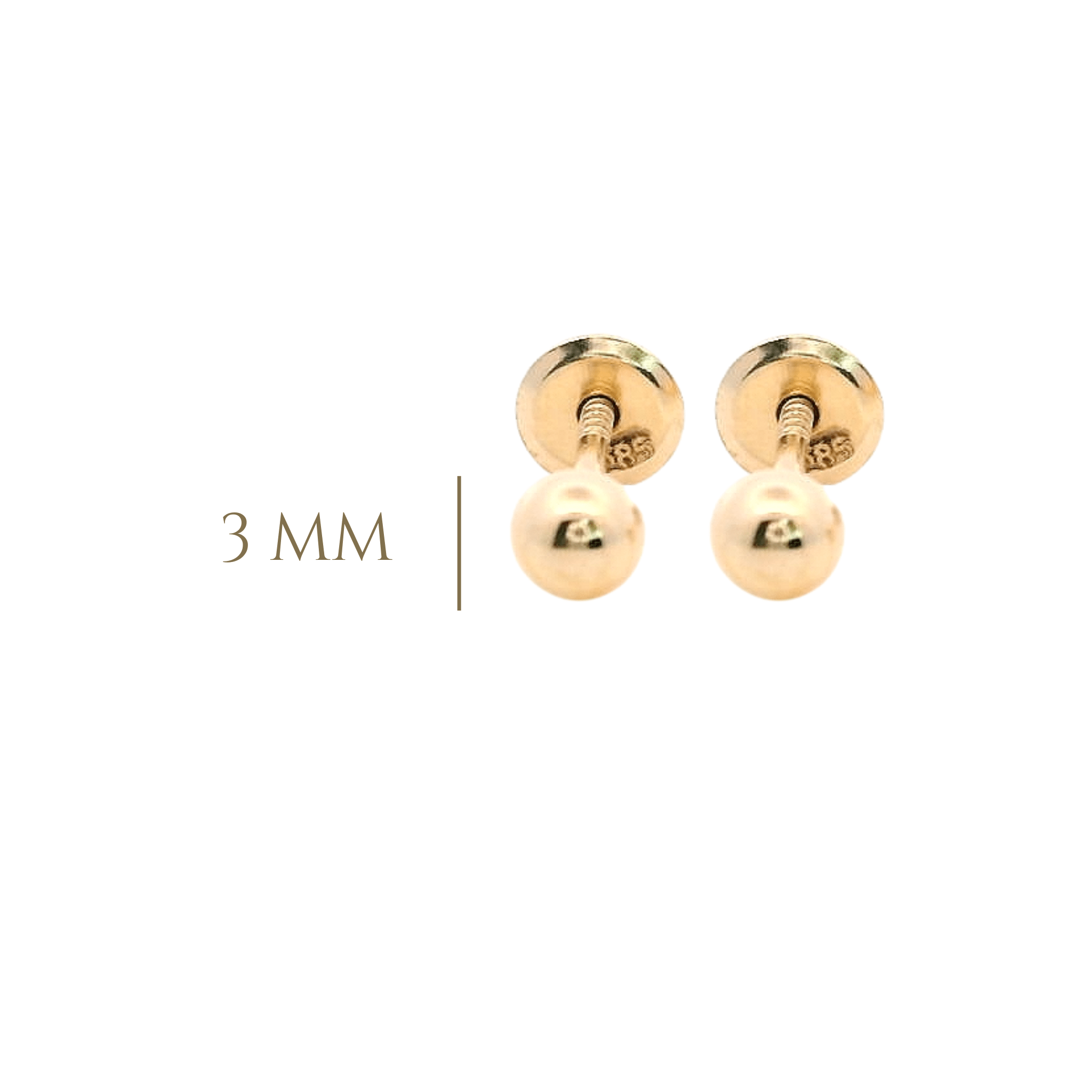 14KY DOME CIRCLE SMOOTH 3MM EARRINGS - C'SANTOS