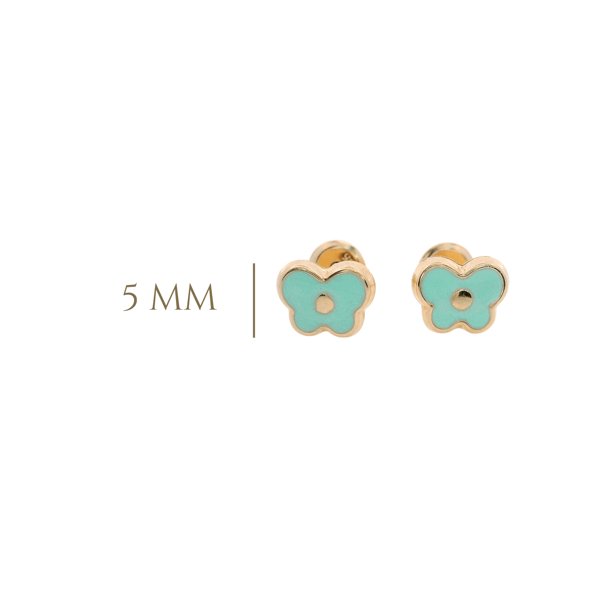 14KY MINI BUTTERFLY ENAMEL TURQUOISE EARRINGS - C'SANTOS