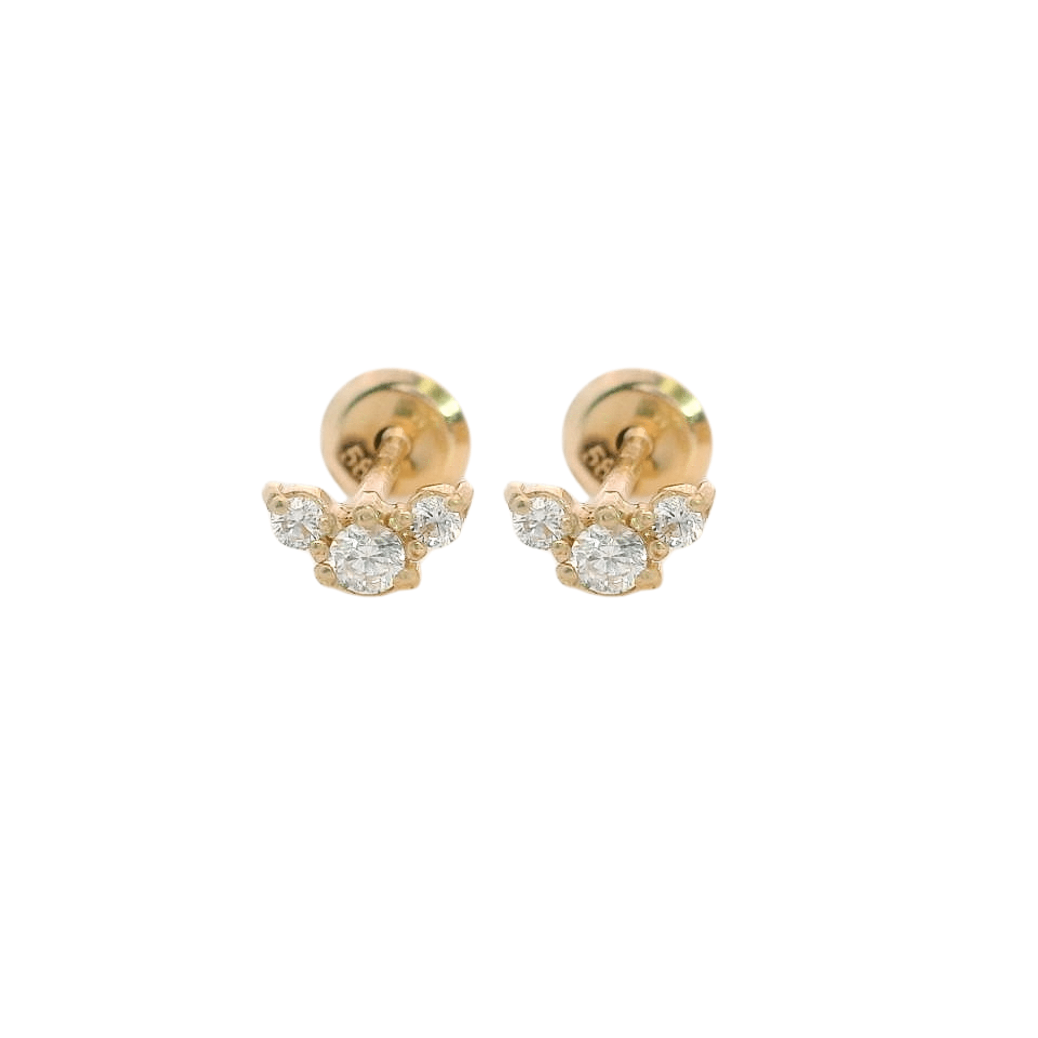 14KY MINI TRIPLE STONE EARRINGS - C'SANTOS