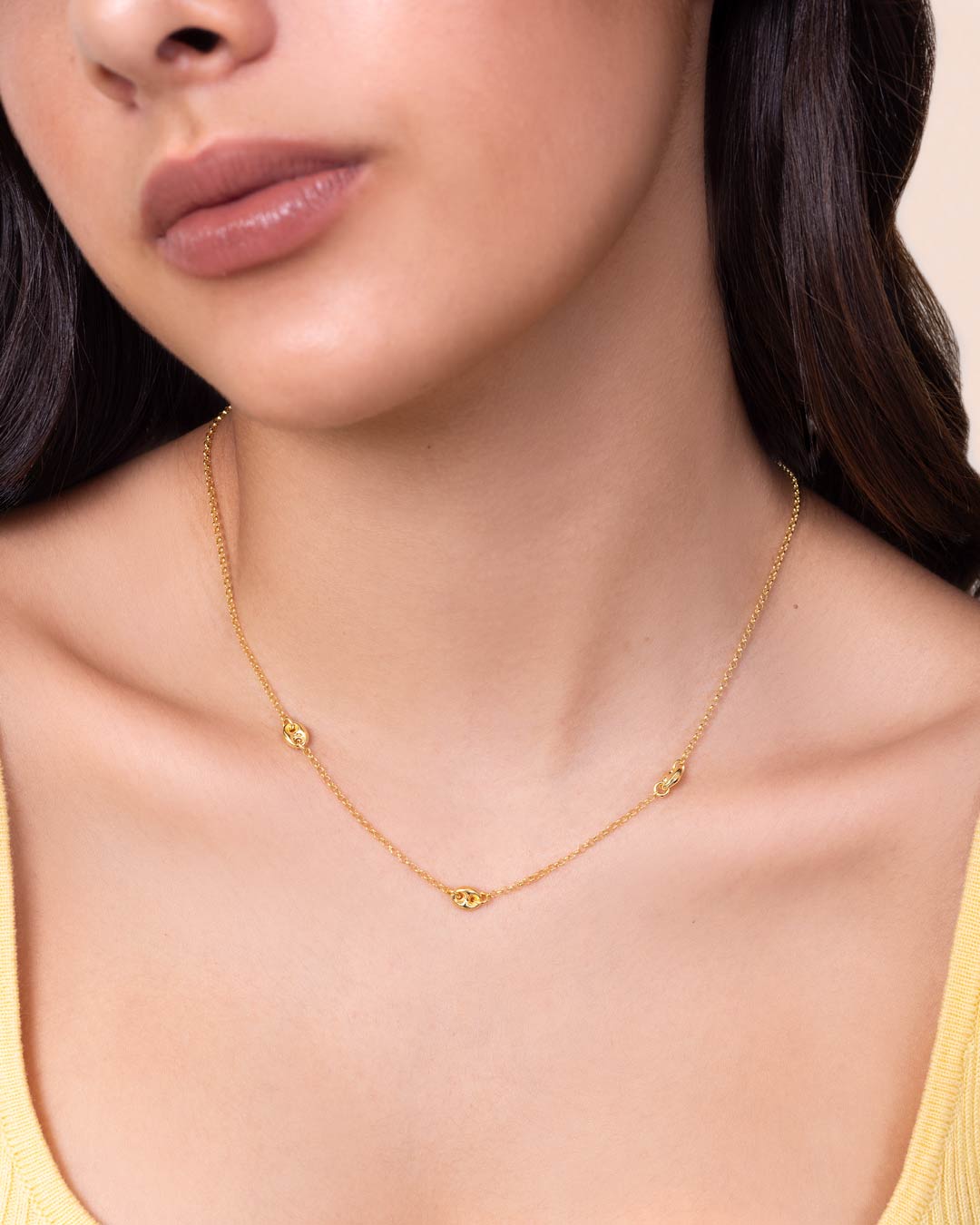 14KY MULTI STATION PUFF MARINER NECKLACE - C'SANTOS