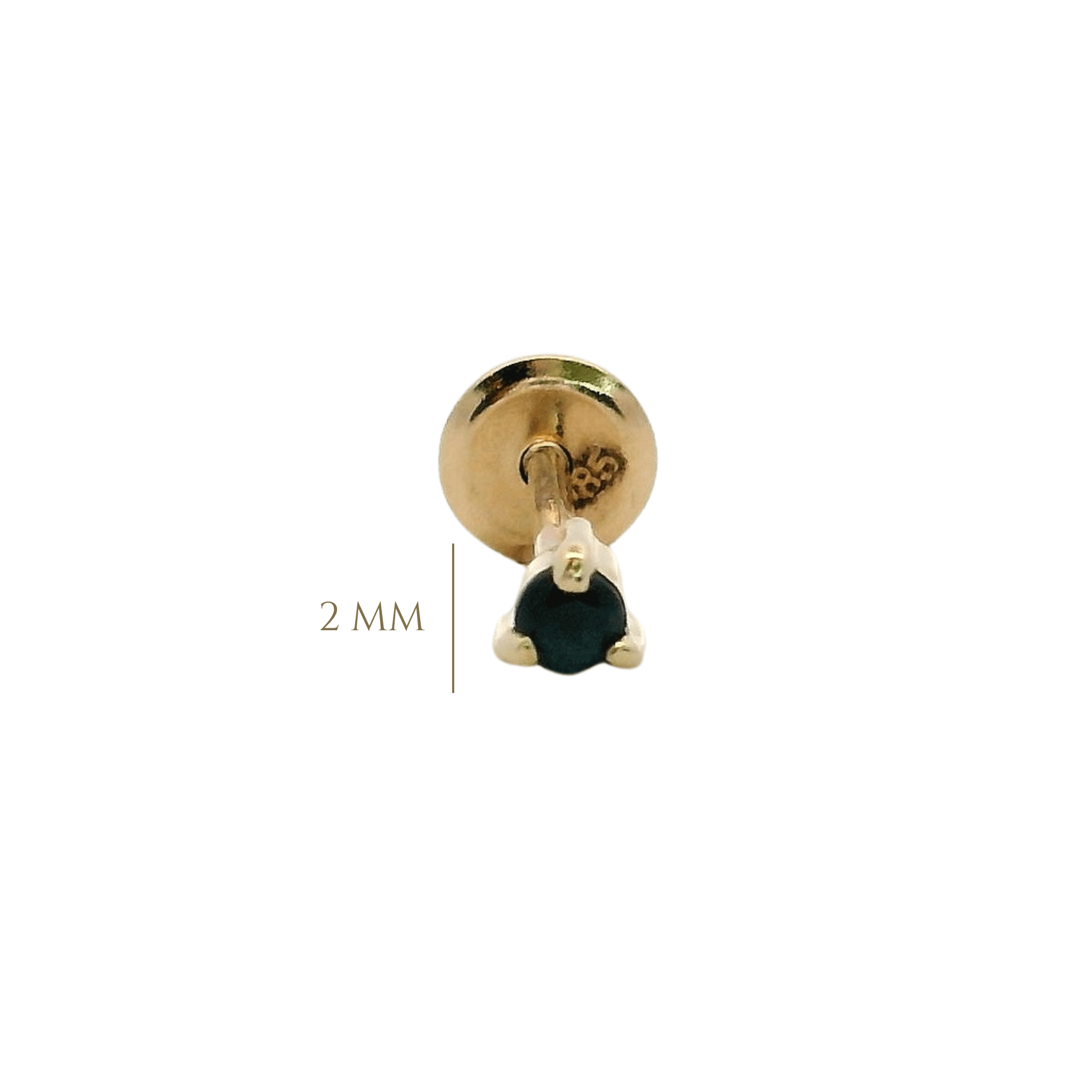 14KY PIERCING ZAFIRO 2 MM SOLITARIO - C'SANTOS