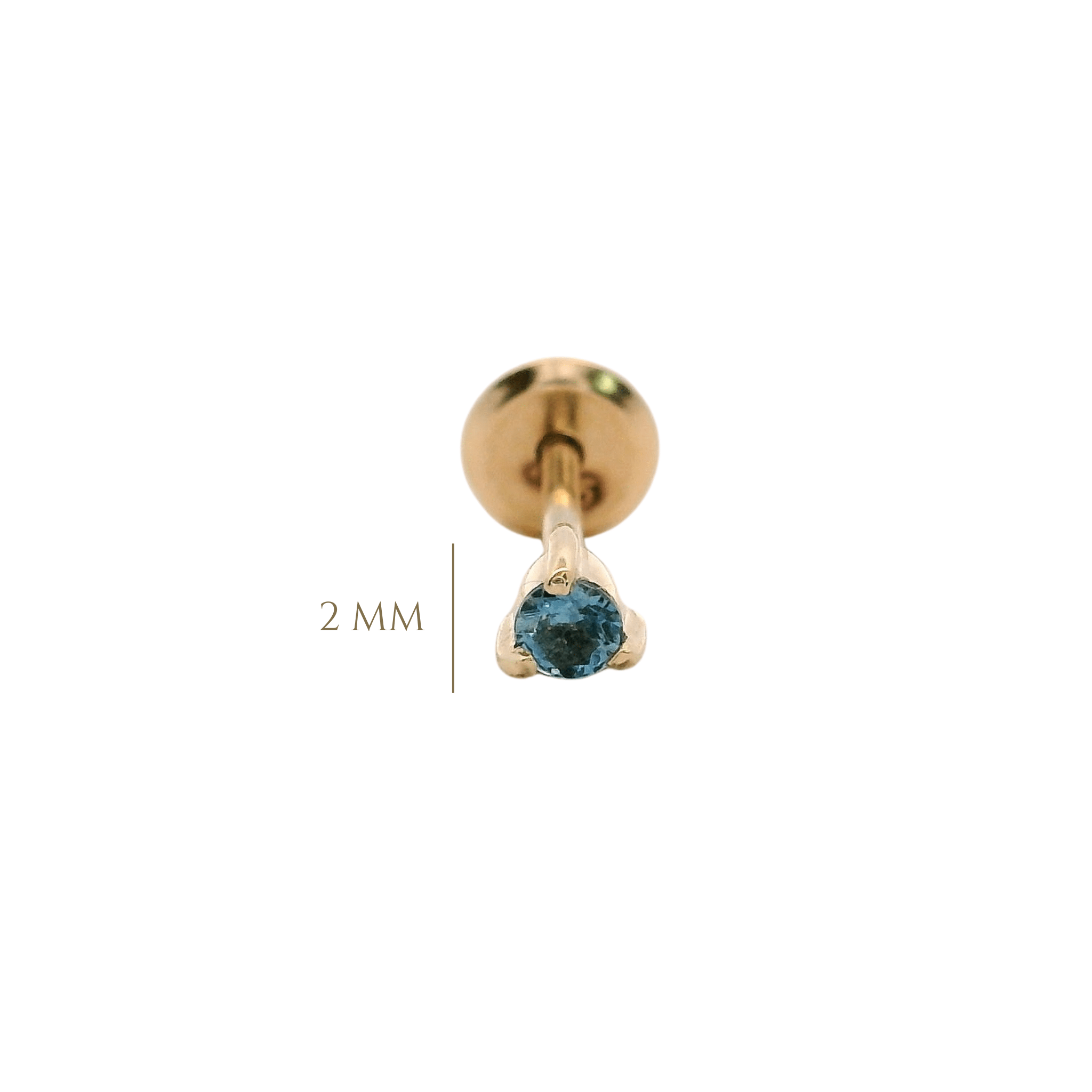 14KY PIERCING ZAFIRO 2 MM SOLITARIO - C'SANTOS