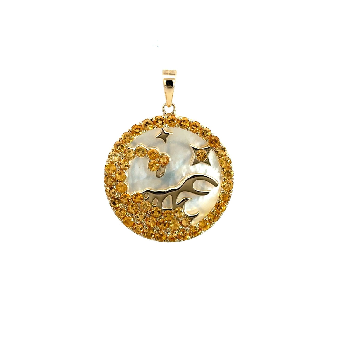 14KY SCORPIO ZODIAC MOP & CITRINE CHARM ST7.70CT - C'SANTOS