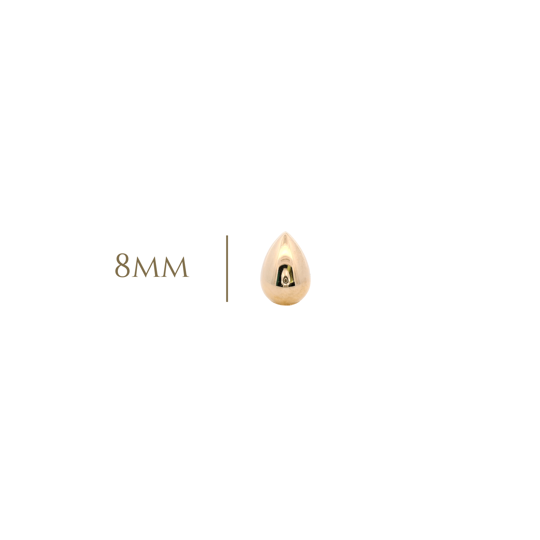 14KY SMALL DROP SMOOTH 8MM PIERCING - C'SANTOS