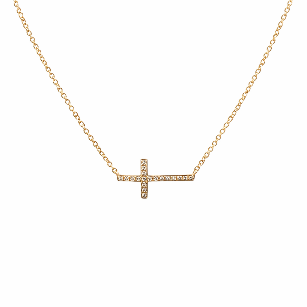 D0.06 14KY DIAMOND CROSS NECKLACE