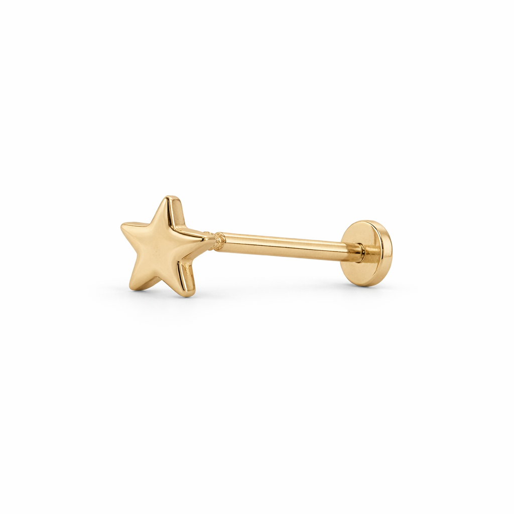 Piercing Estrella Grande en Oro Amarillo 14K