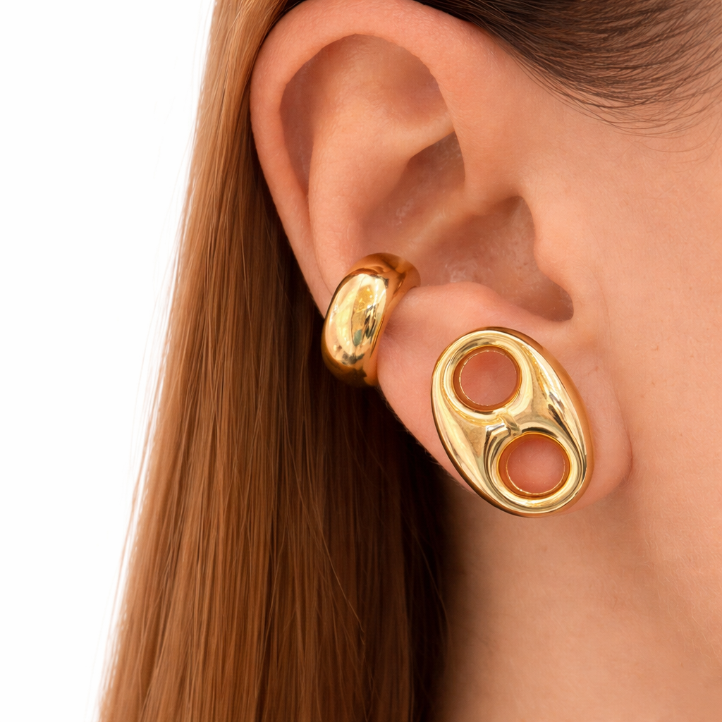Aretes Marinero Chunky en Oro Amarillo 14K