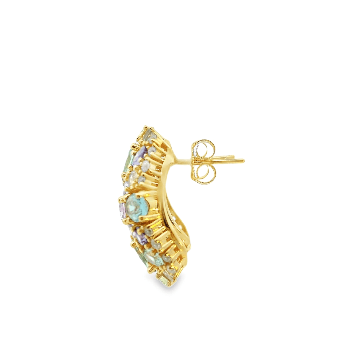 925GD DOME CLUSTER MULTICOLOR CZ EARRINGS - C'SANTOS