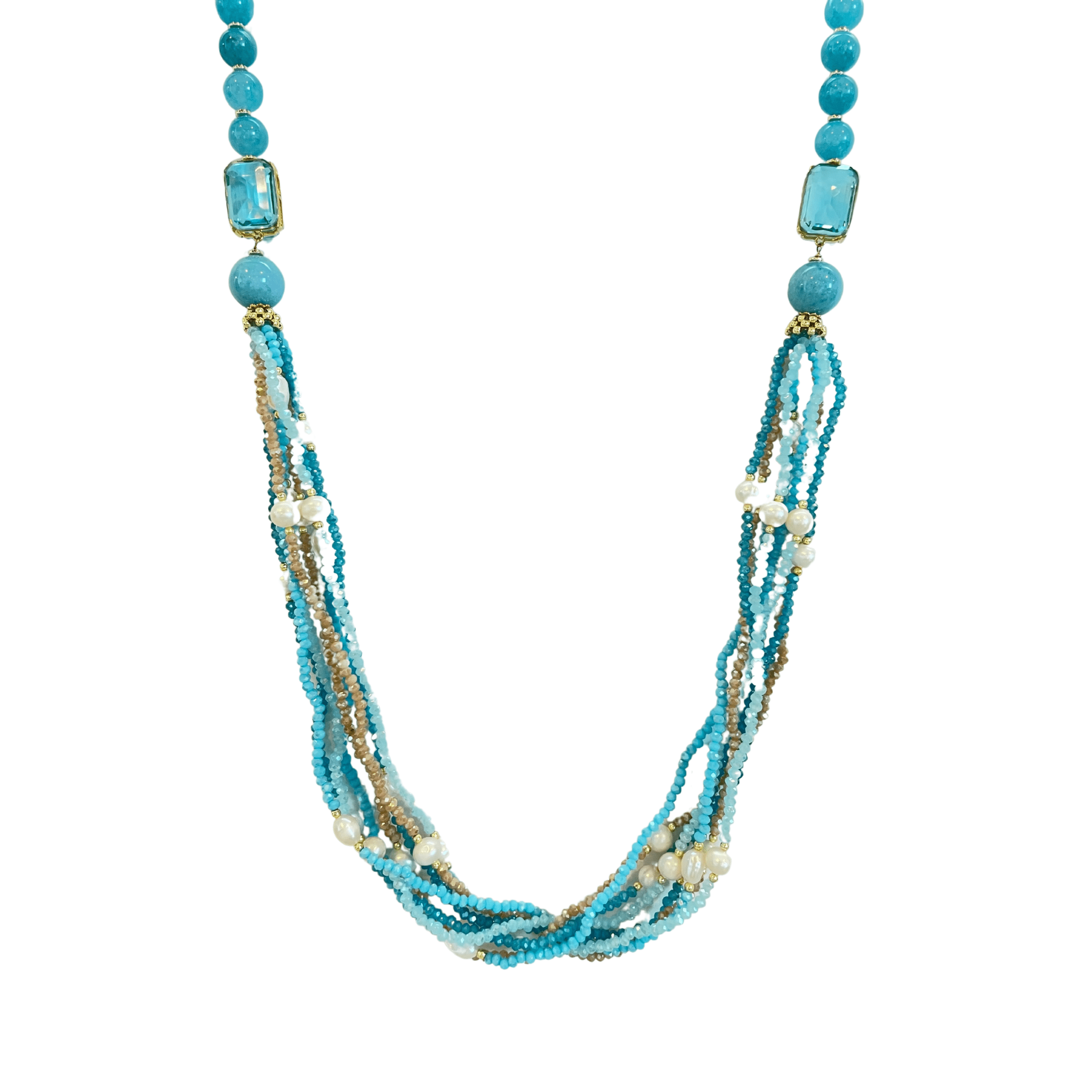 925GG ANGELITE CRISTALLI PERLE NECKLACE - C'SANTOS