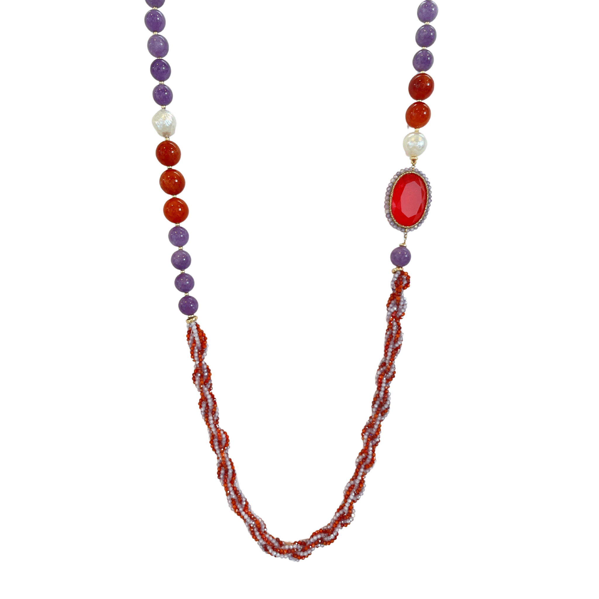 925GG FLAT ZIRNI GIADA PERLE NECKLACE - C'SANTOS