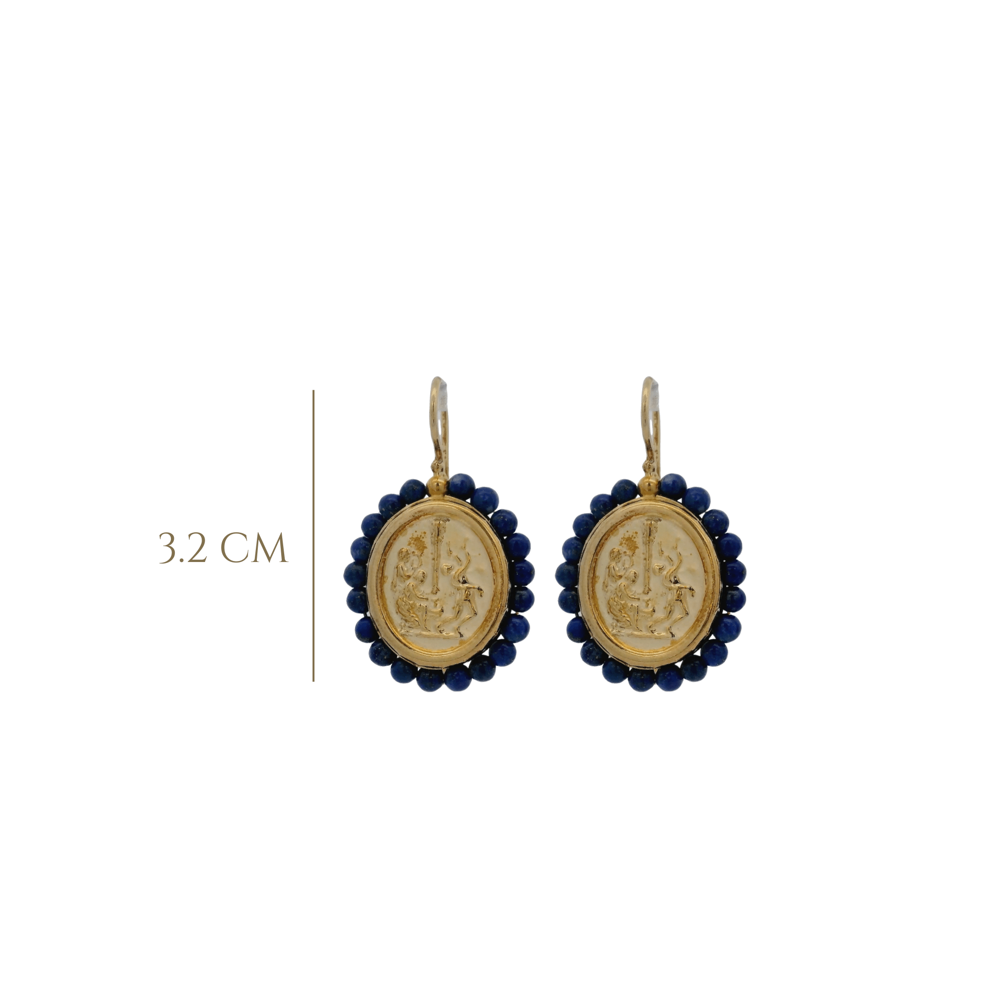 925GG MAYPOLE AND BEAND LAPIS LAZULI EARRINGS - C'SANTOS