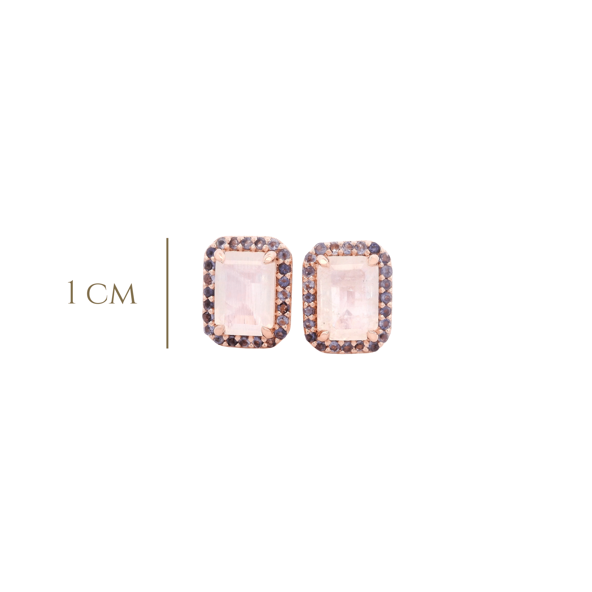 925RG BAQUETTE MOONSTONE AROUND IOLITE EARRINGS - C'SANTOS