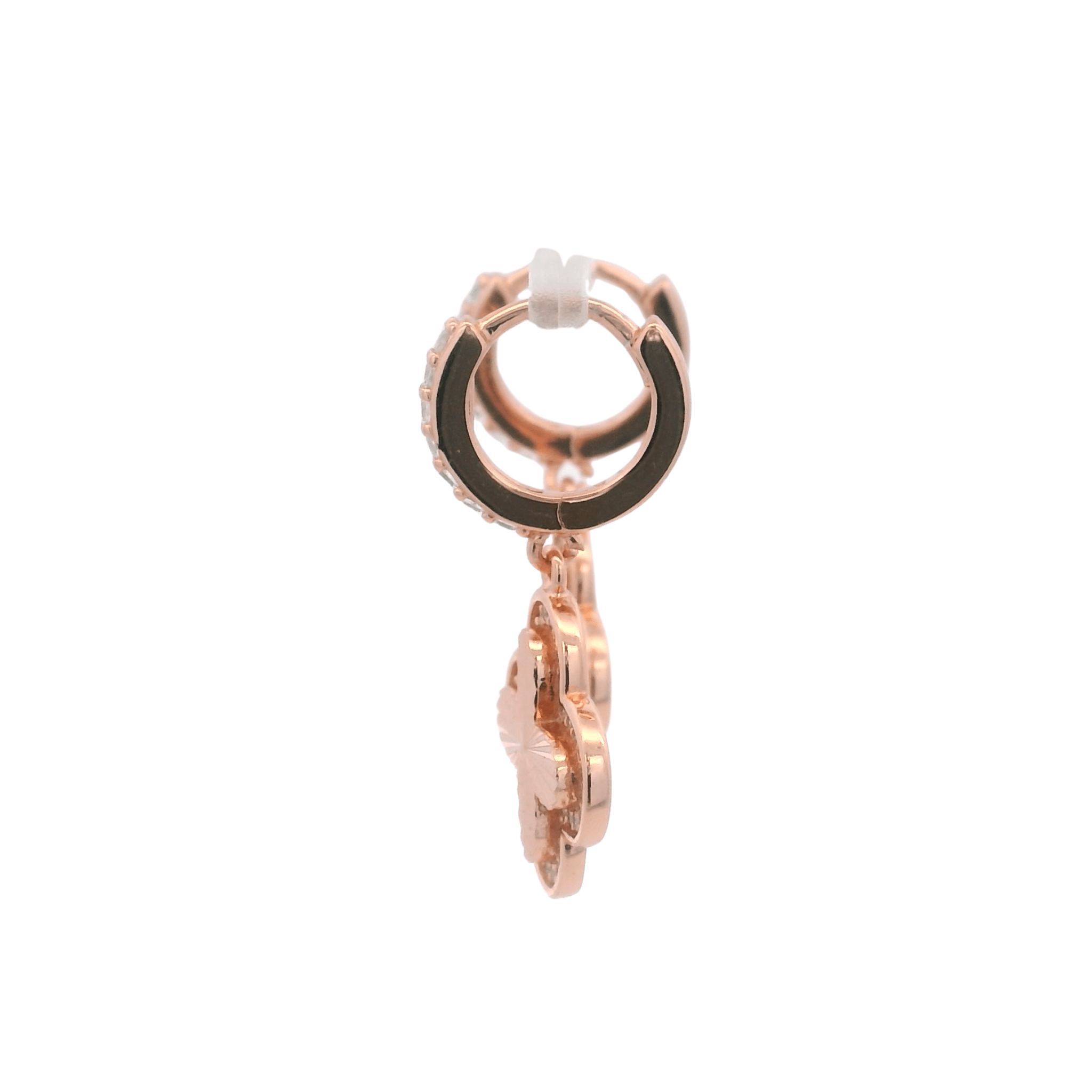 925RG CLOVER TEXTURE WITH CZ AROUND EARRINGS - C'SANTOS