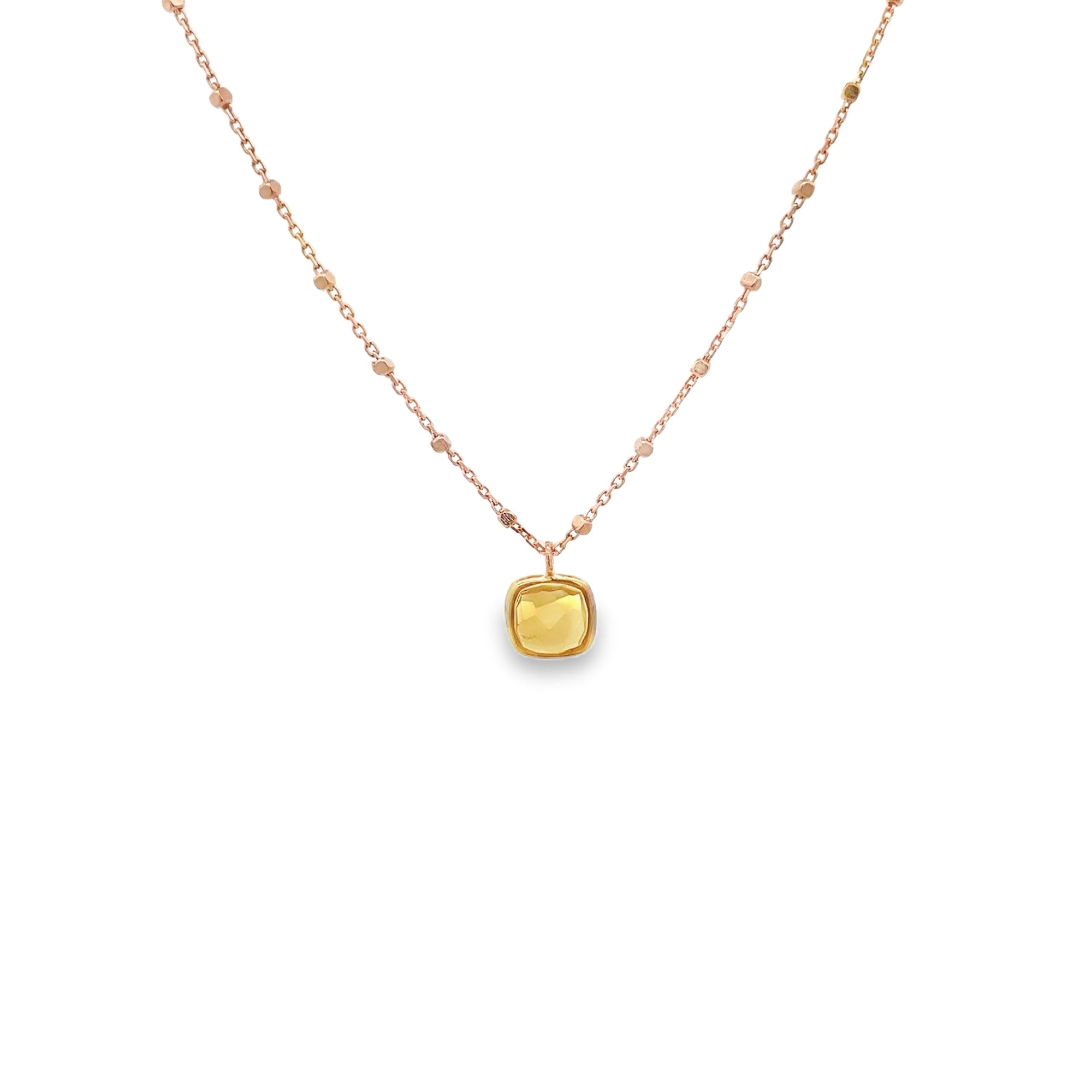 925RG CUSHION SHAPE BEZEL PENDANT CITRINE DARK NECKLACE - C'SANTOS