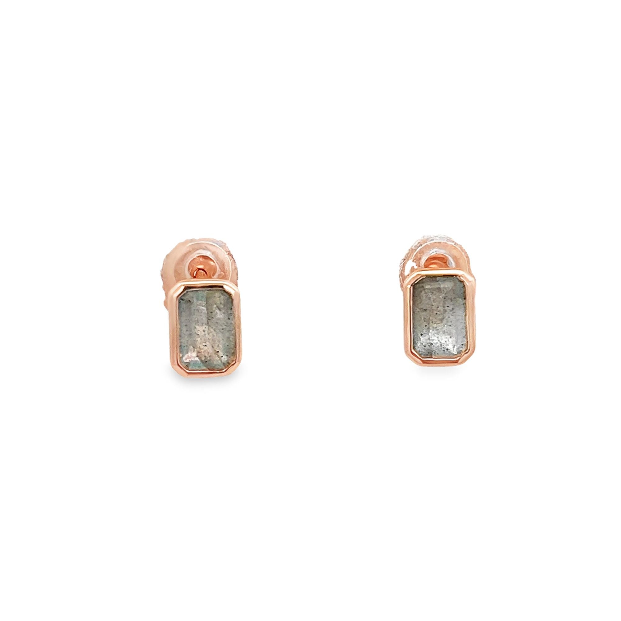 925RG EMERALD SHAPE BEZEL PENDANT LABRODORITE MIX FIRE EARRING - C'SANTOS