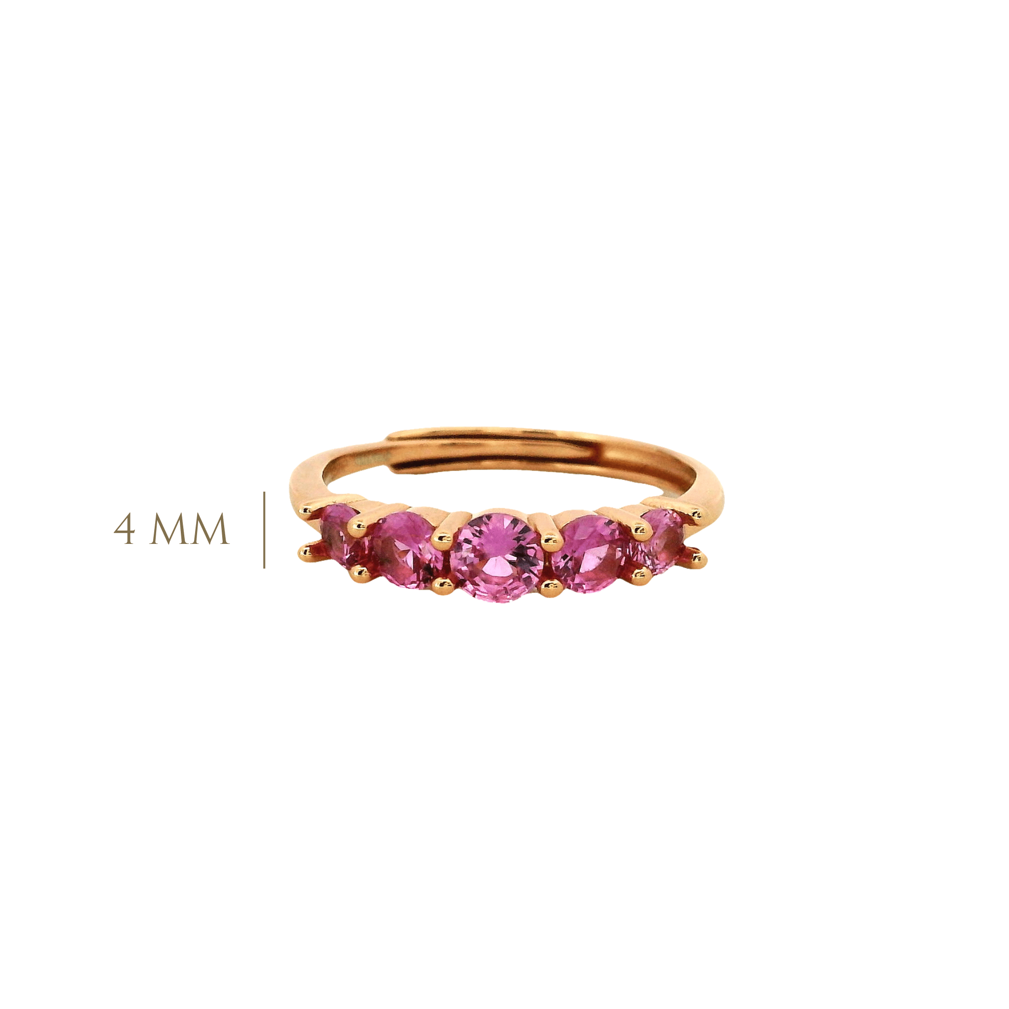 925RG FIVE STONE CZ FUSHIA ADJUSTABLE RING - C'SANTOS
