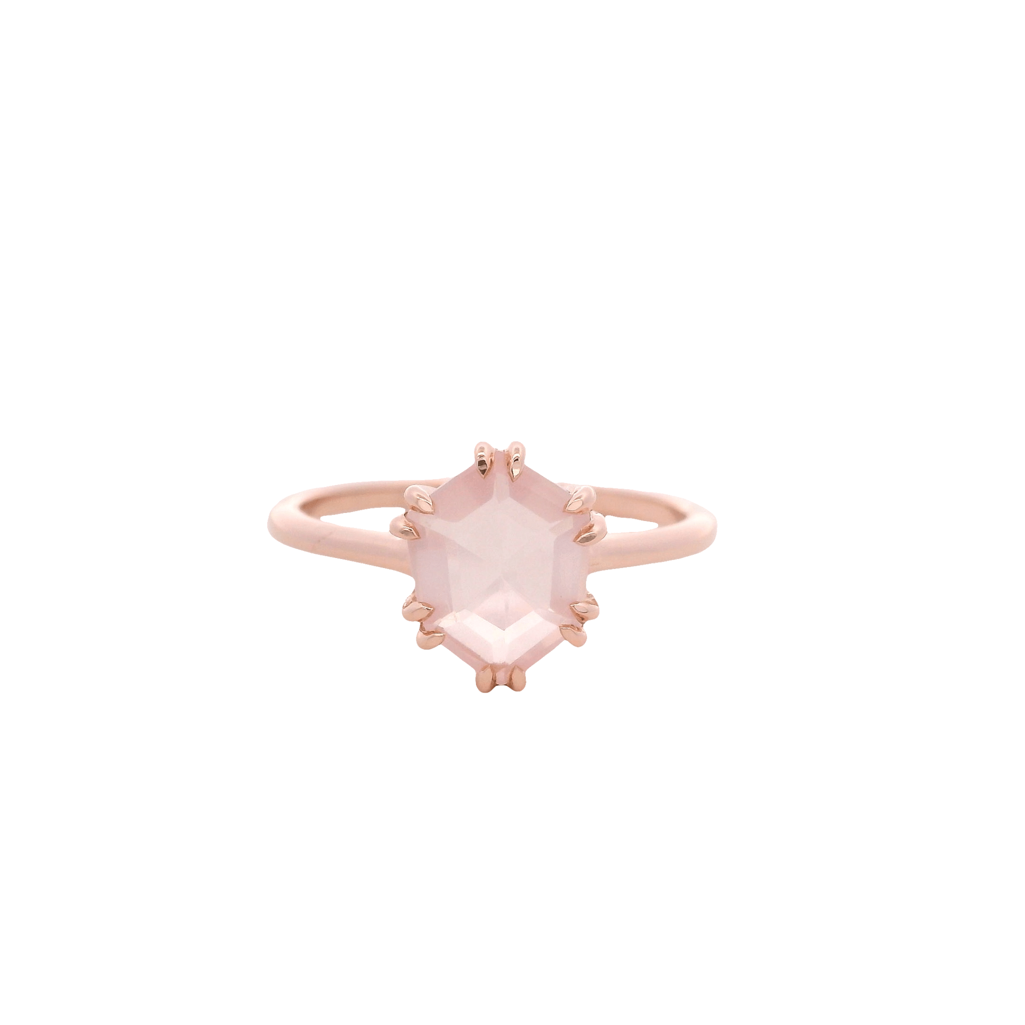 925RG HEXAGONAL ROSE QUARTZ RING T6.5 - C'SANTOS