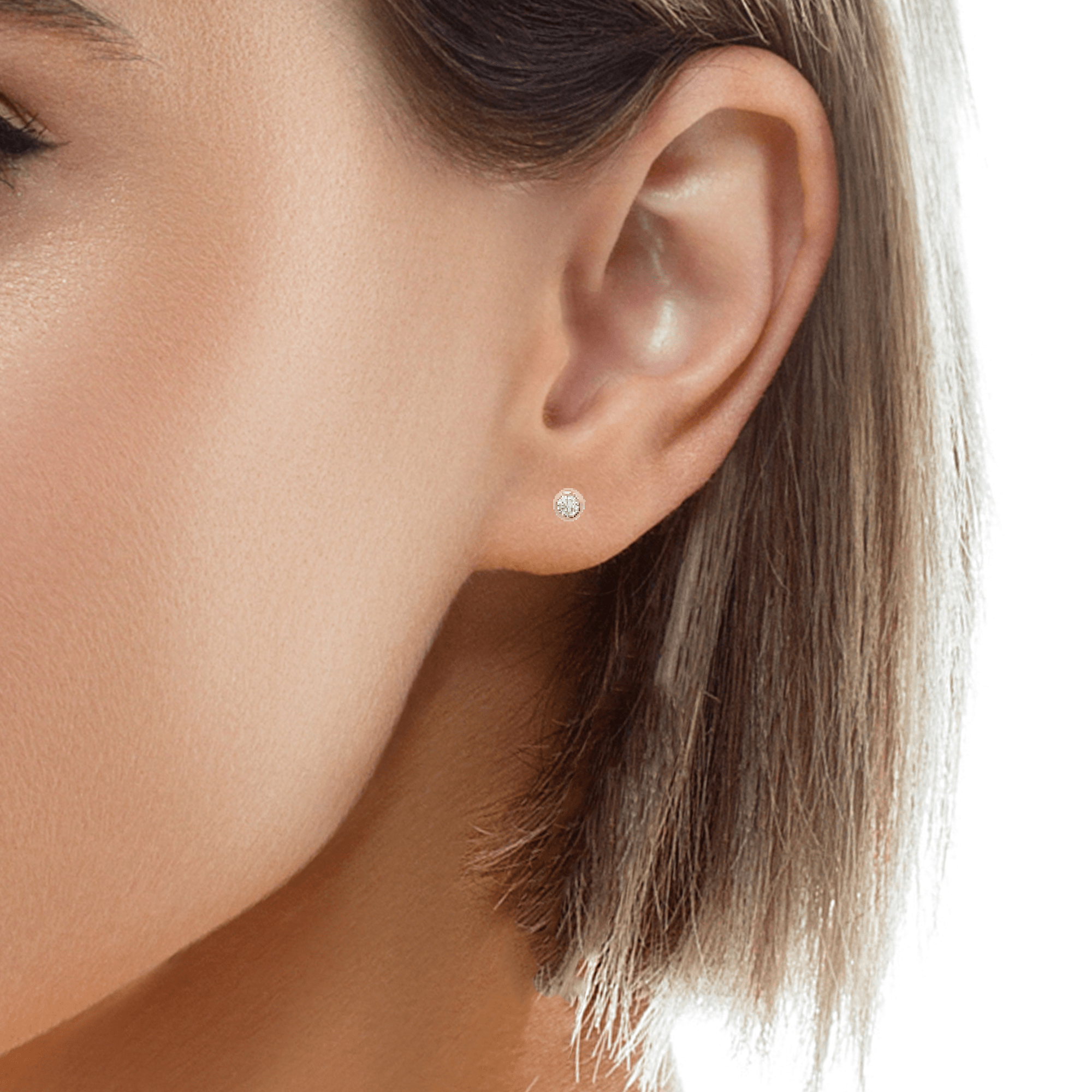 925RG MINI BEZEL CZ STUD EARRINGS - C'SANTOS