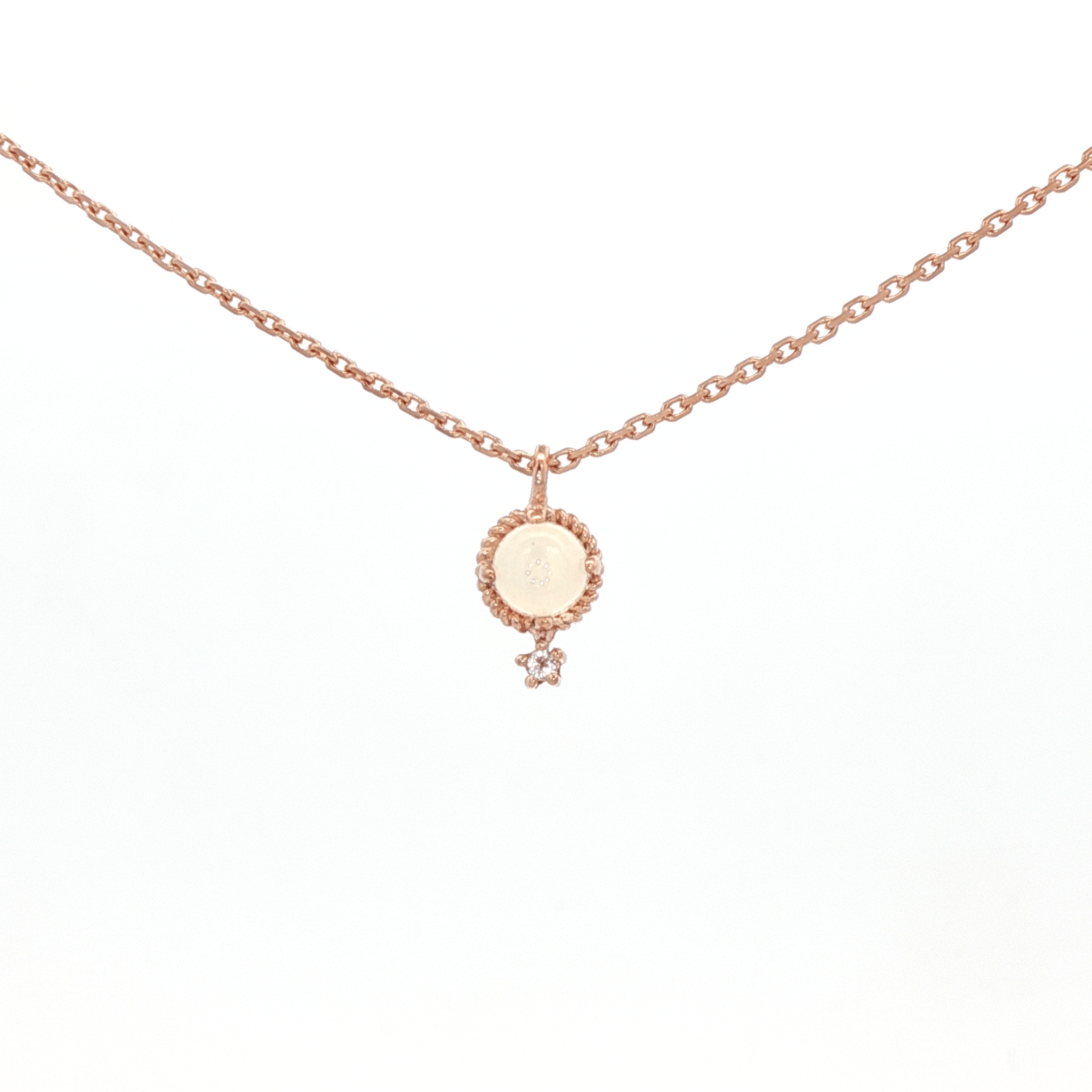 925RG MINI DOME OPAL AND TOPAZ WHITE NECKLACE - C'SANTOS