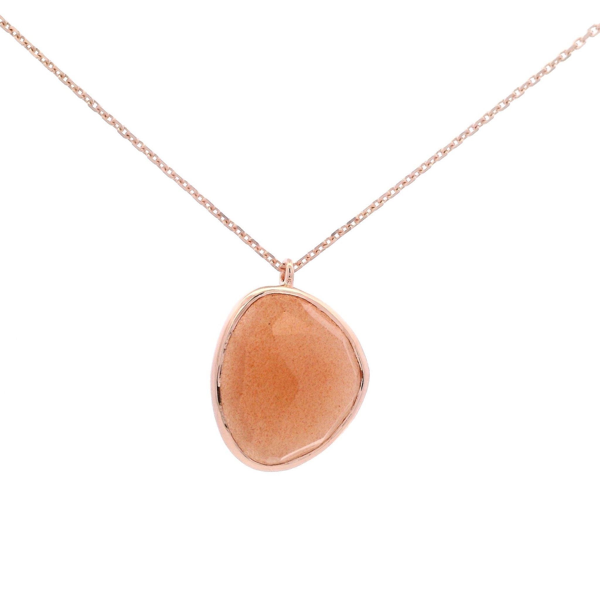 925RG OVAL IRREGULAR MOOSTONE PEACH NECKLACE - C'SANTOS