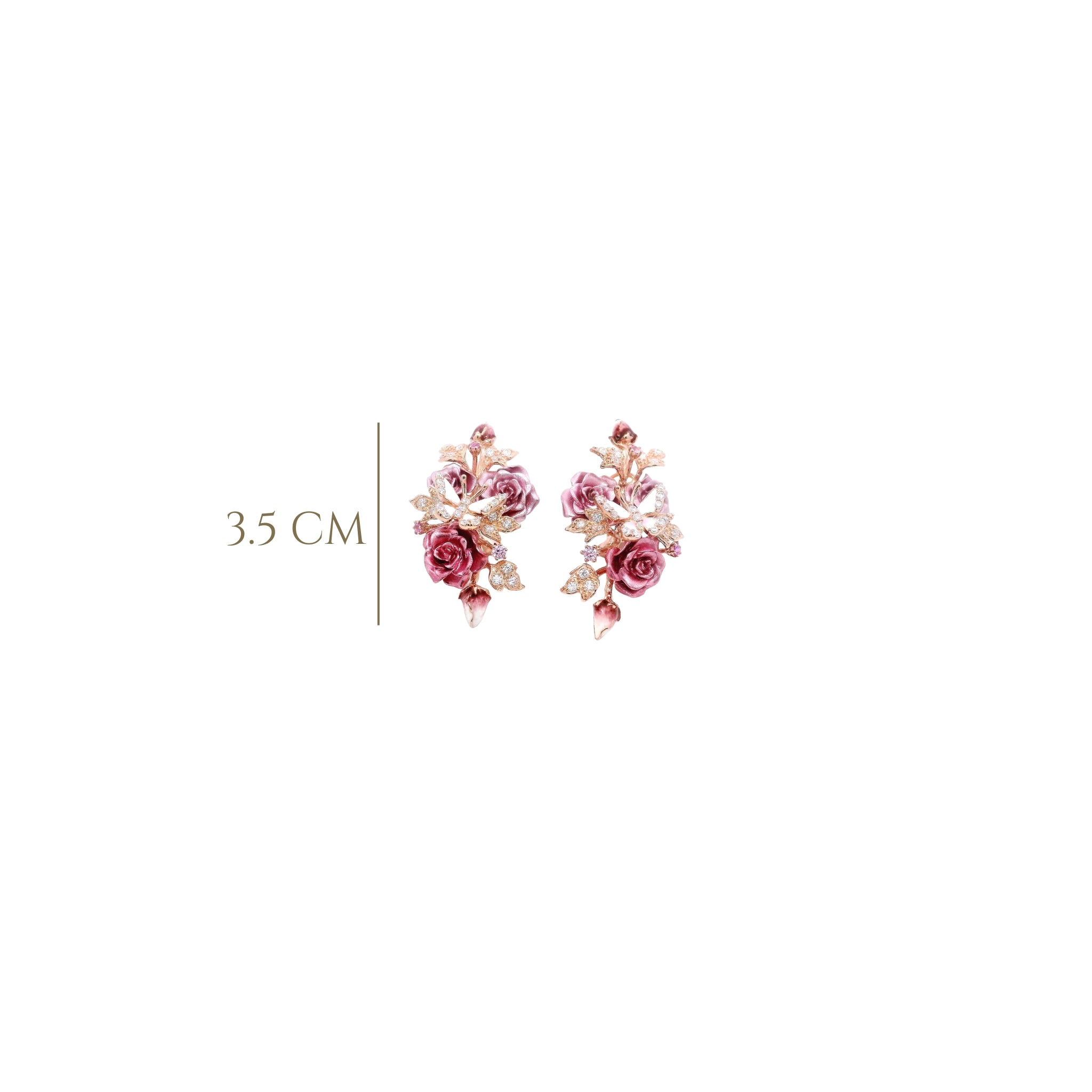 925RG TRIPLE FLOWER PINK AND BUTTERFLY EARRINGS - C'SANTOS